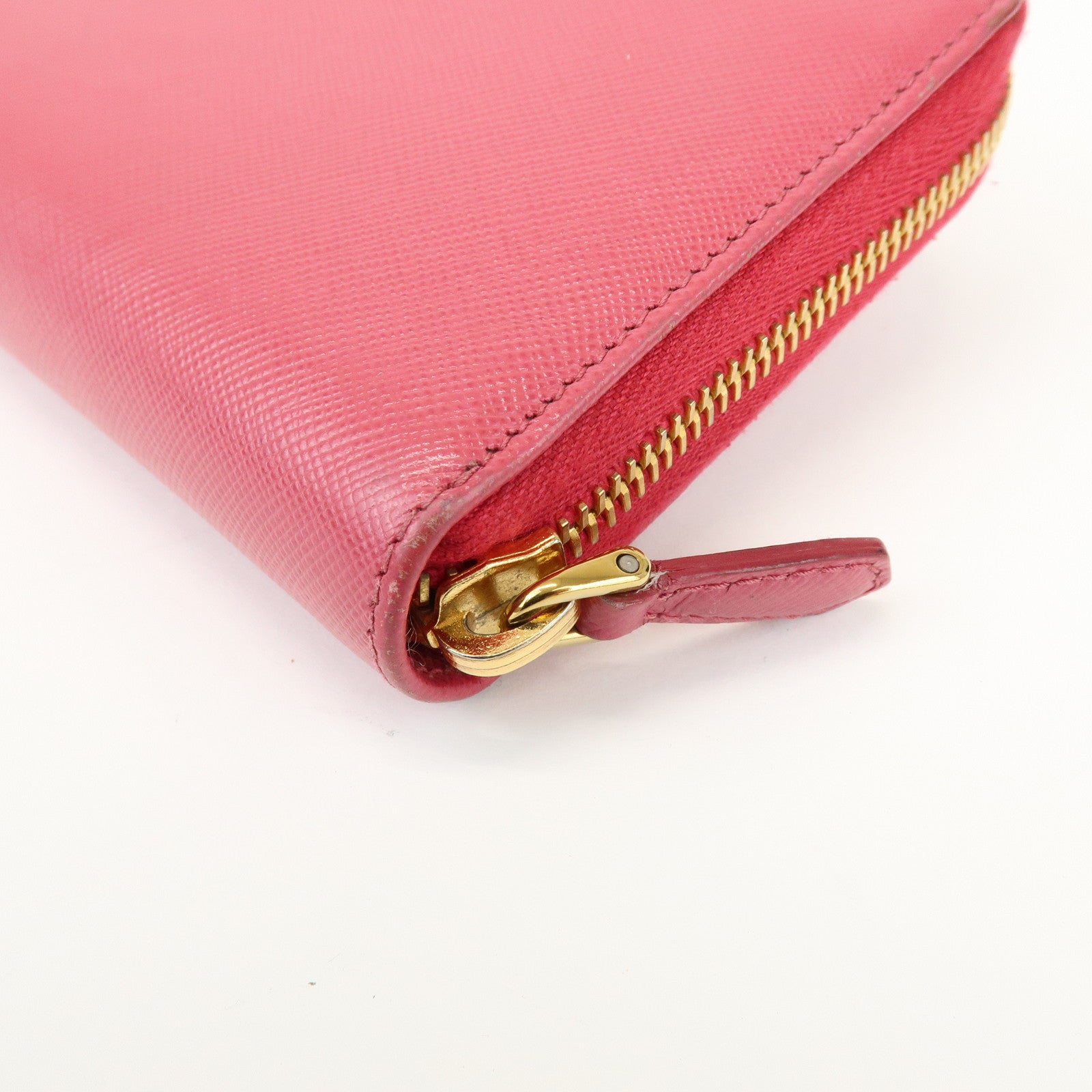 PRADA Saffiano Leather Round Zippy Wallet Pink Pink 1M0506