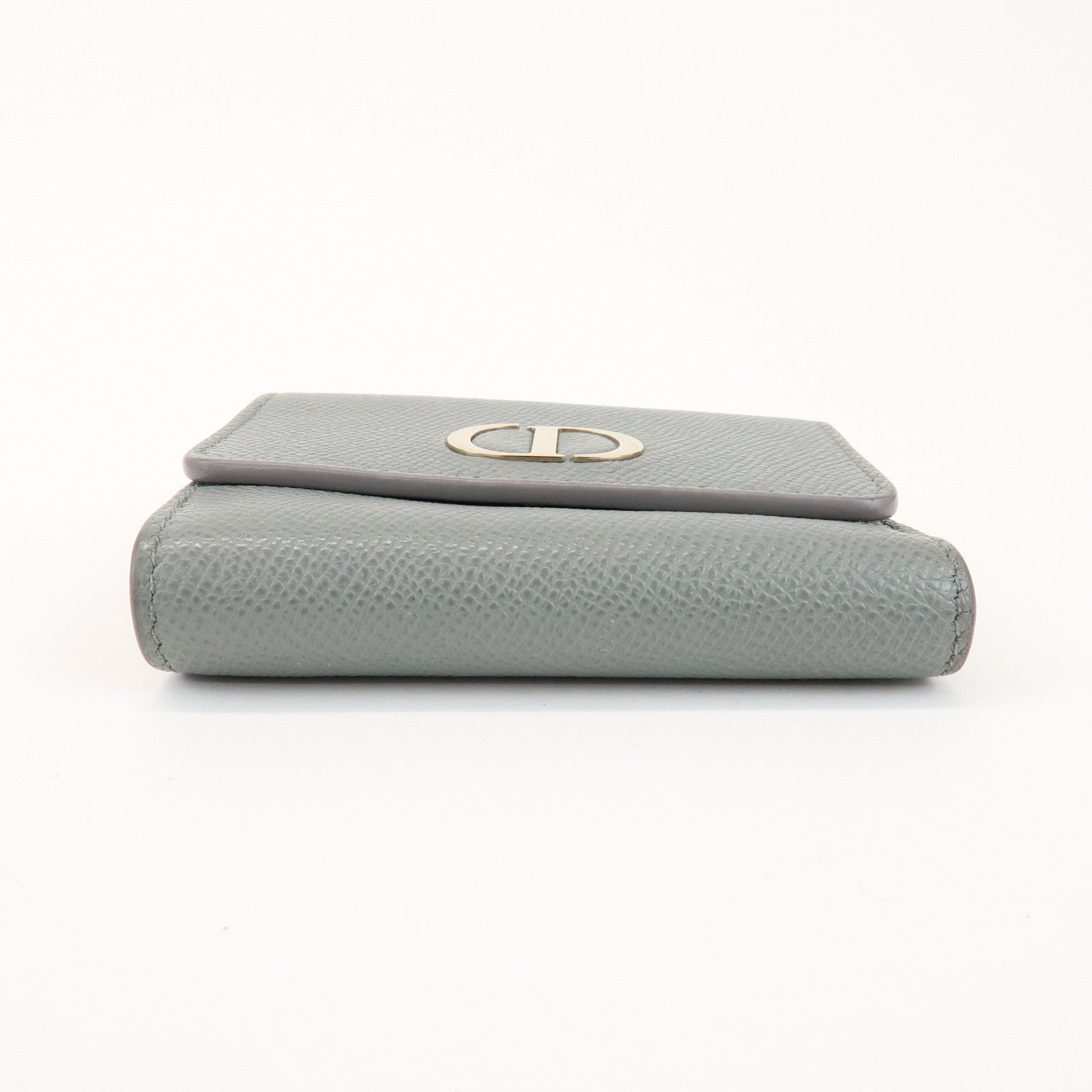 Christian Dior Montaigne Leather Compact Lotus Wallet Gray