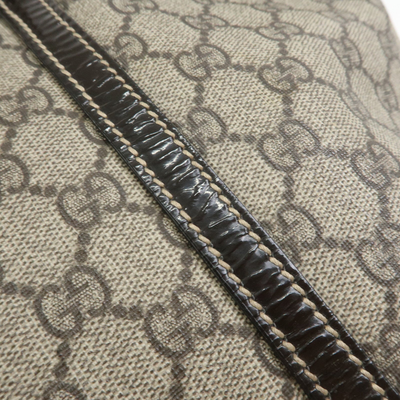 GUCCI GG Supreme Patent Leather Tote Bag Shoulder Bag Brown 197953