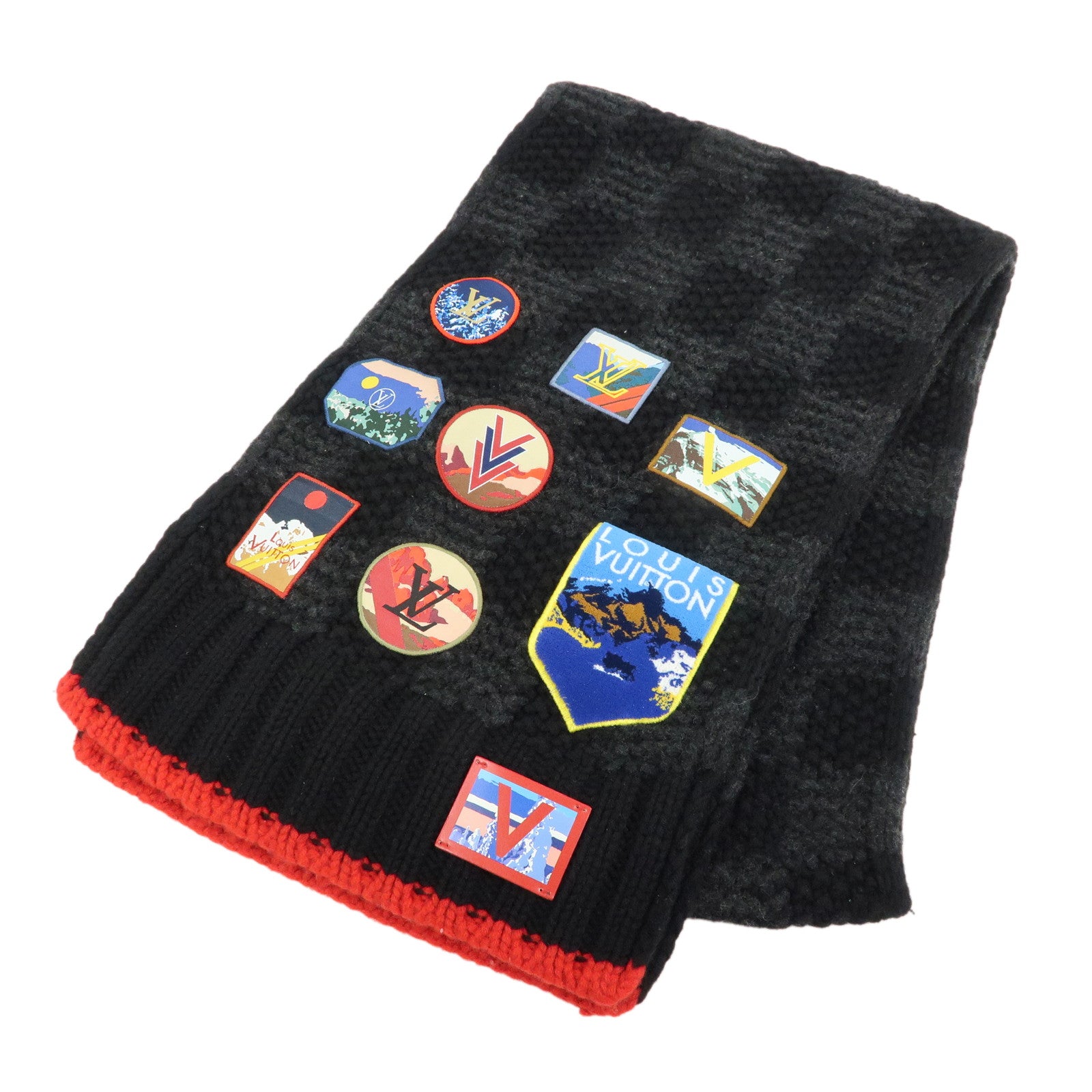 Louis Vuitton Helsinki Alps Patch Cashmere 100% Scarf Black M71108