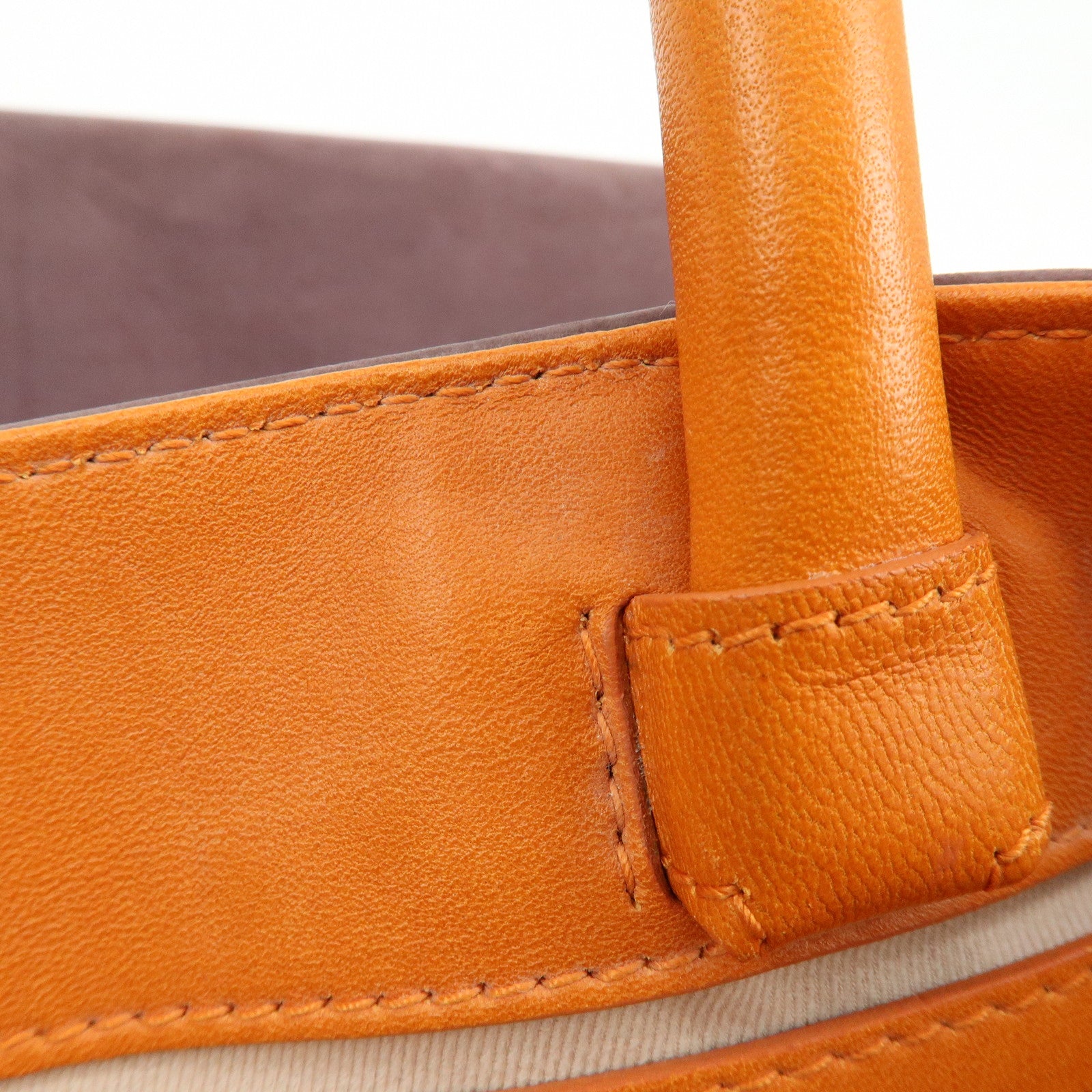 BVLGARI Collezione Suede Leather Tote Shoulder Bag Purple Orange