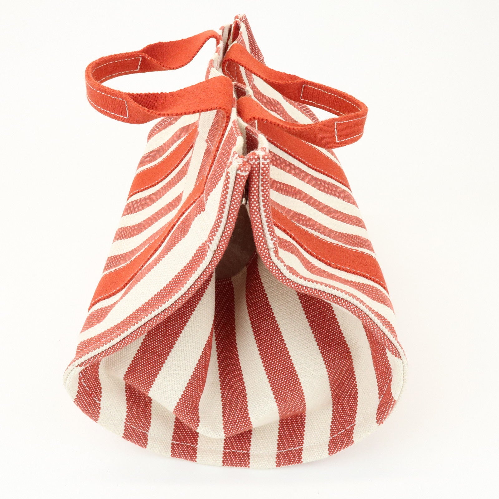 HERMES Canvas Cannes PM Tote Bag Hand Bag Red White