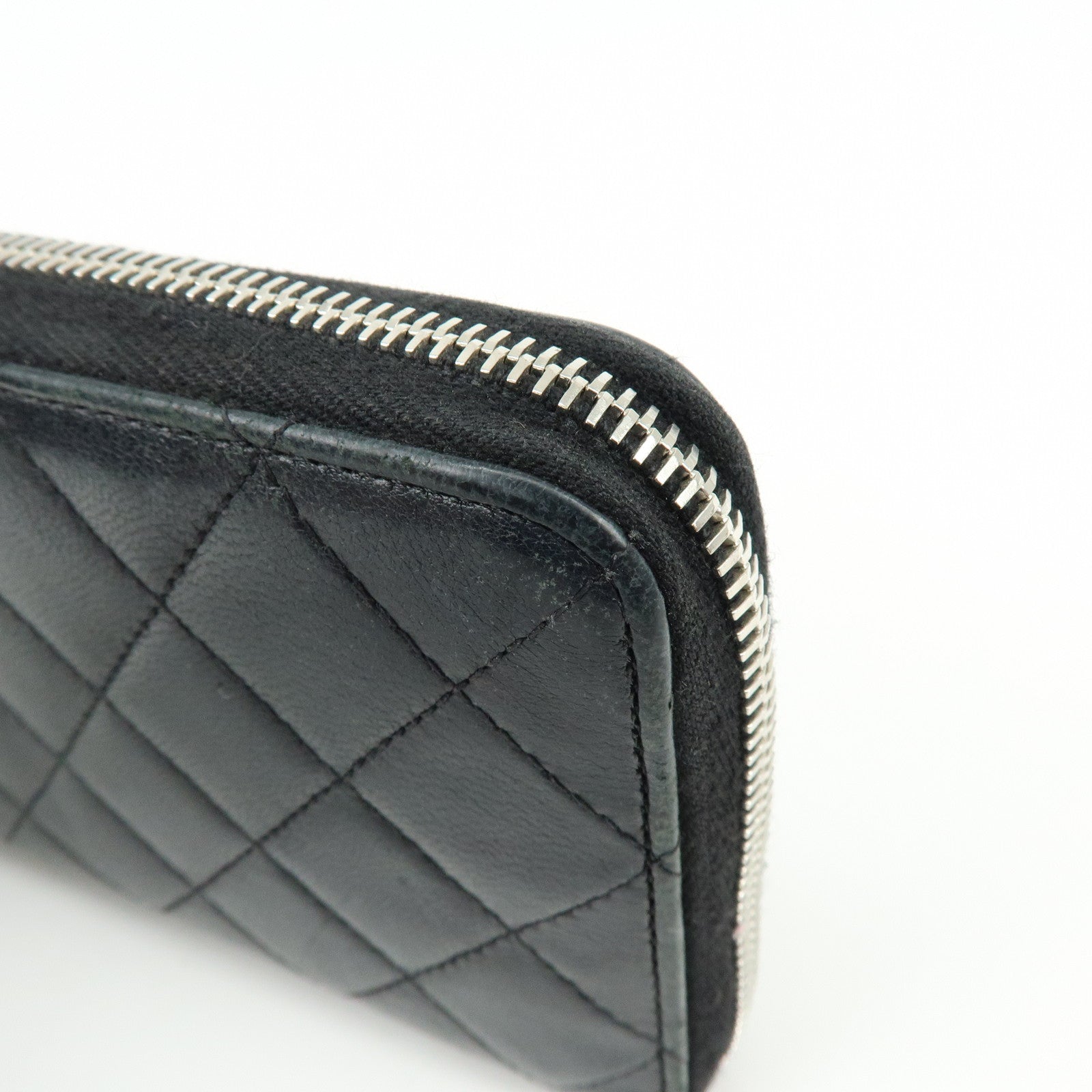 CHANEL Matelasse COCO Mark Round Zippy Long Wallet Black A50097