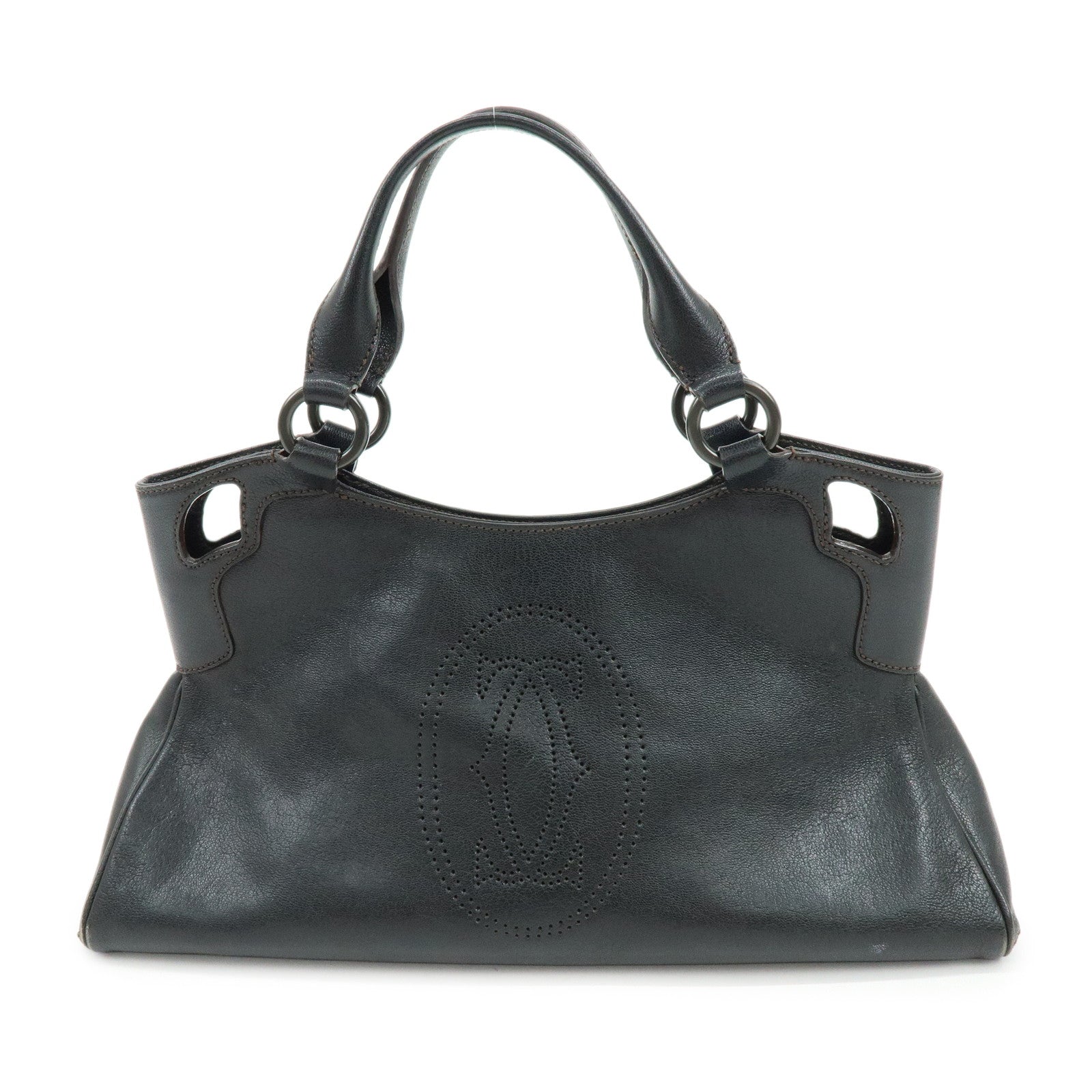 Cartier Marcello de Cartier Leather Hand Bag Tote Bag Black