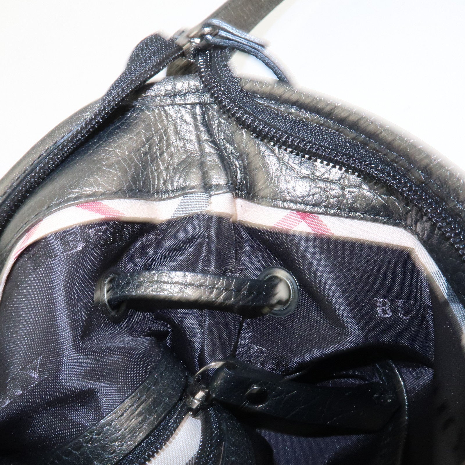 BURBERRY Nylon Leather Shoulder Bag Crossbody Bag Black Bronze