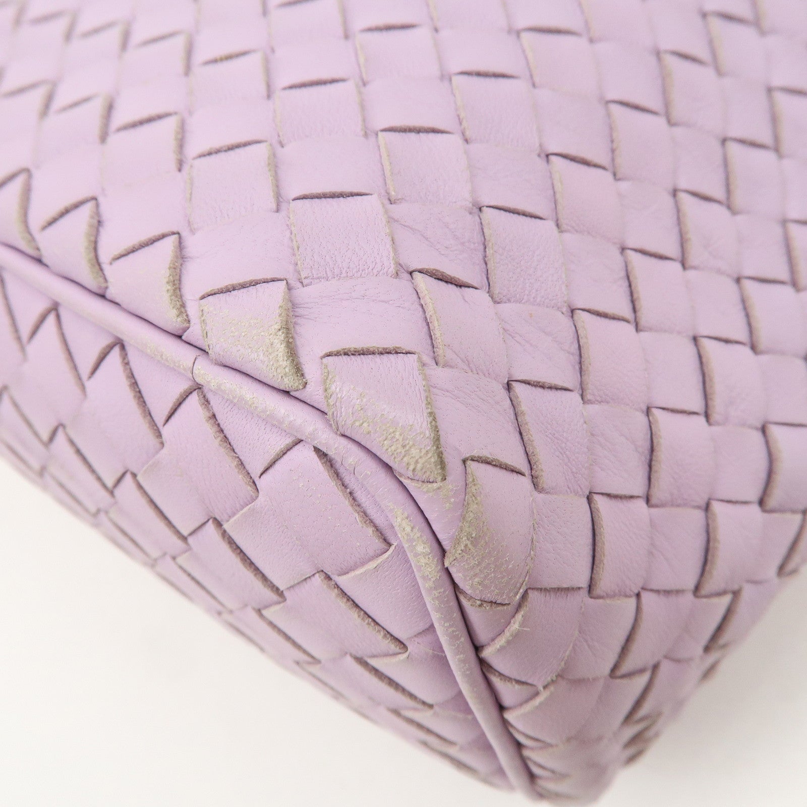 BOTTEGA VENETA Intrecciato Leather Shoulder Bag Hand Bag Purple Used