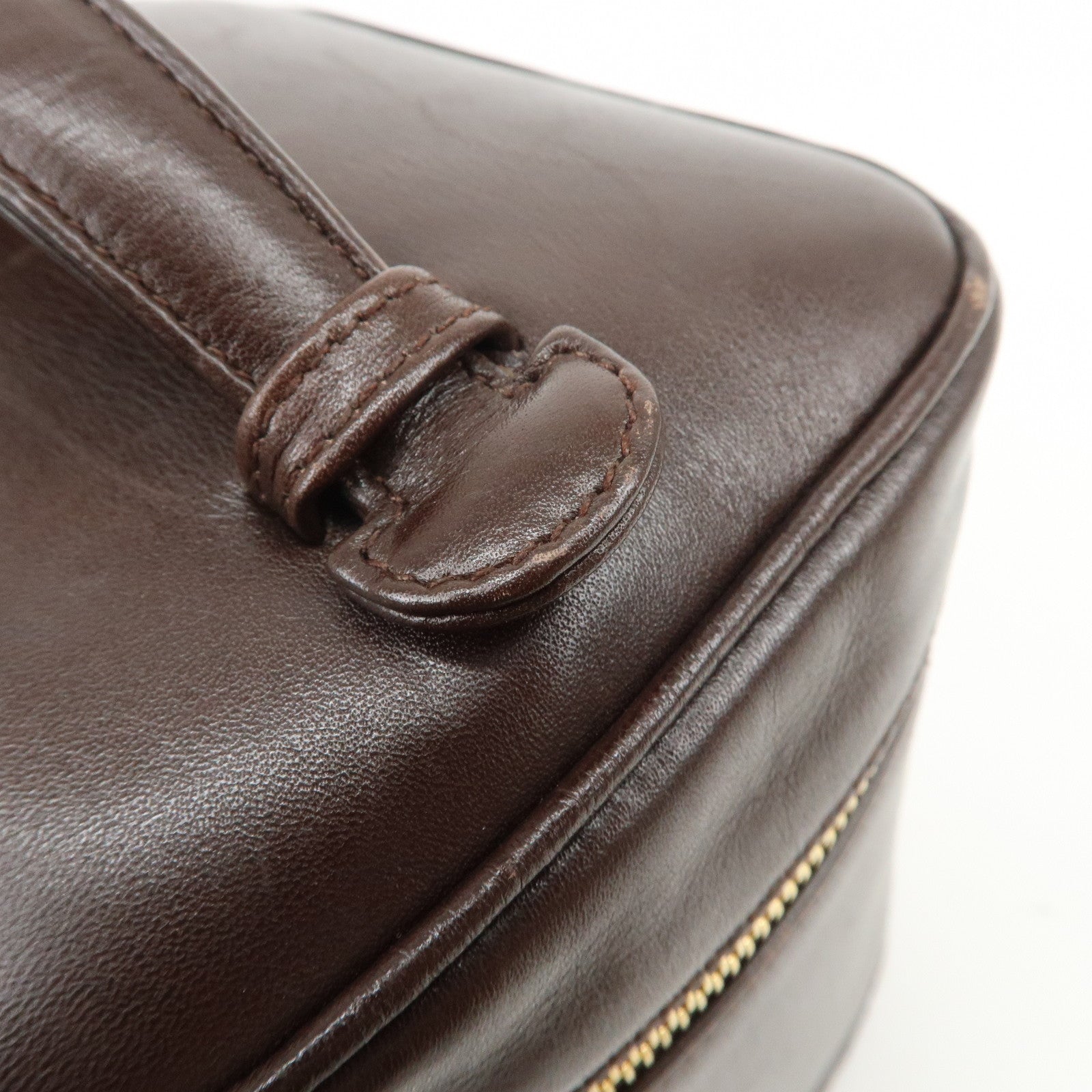 CHANEL Bicolore Lamb Skin Vanity Bag Hand Bag Brown A01619