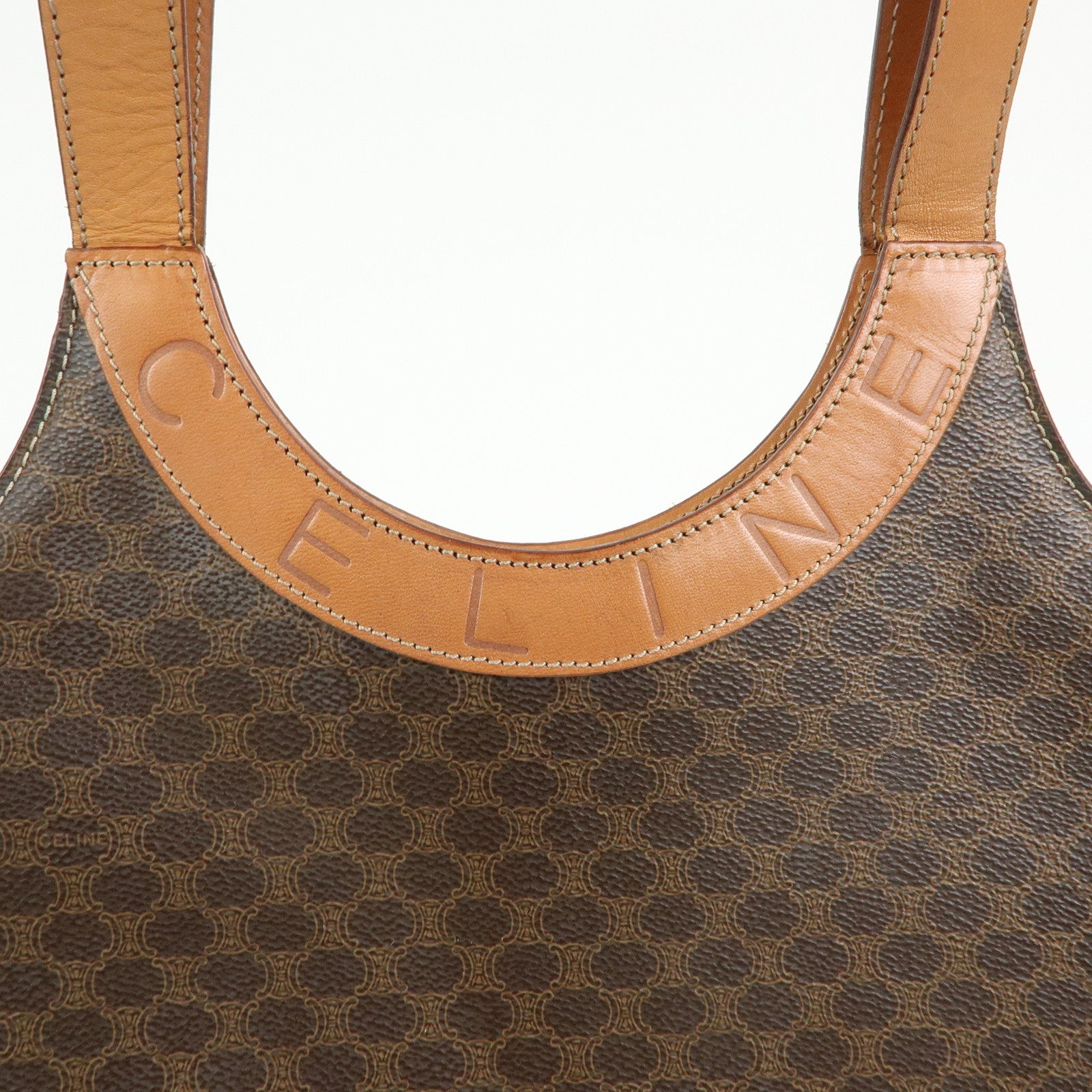 CELINE Macadam PVC Leather Tote Bag Shoulder Bag Brown