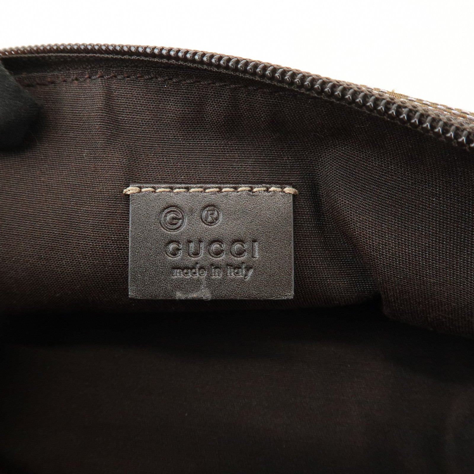 GUCCI GG Mnogram Canvas Leather Cosmetic Pouch Brown 272367
