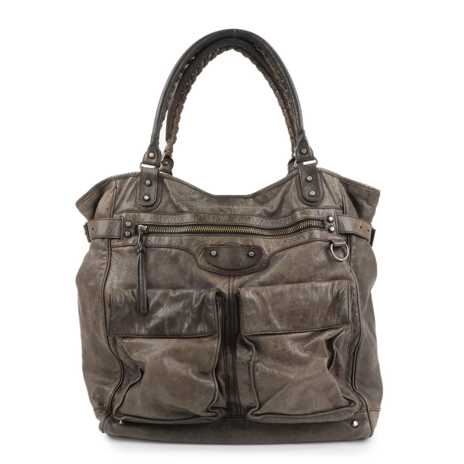 BALENCIAGA Rivacity Paper Bag Leather Tote Bag Brown 236084