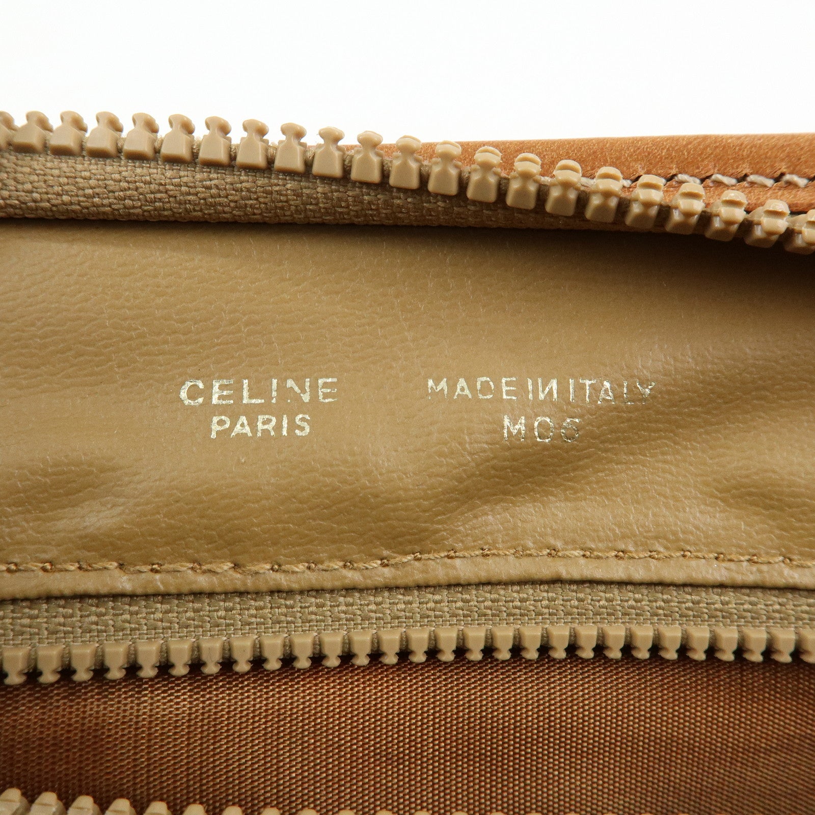 CELINE Macadam PVC Coated Canvas Leather Clutch Bag Pouch Brown