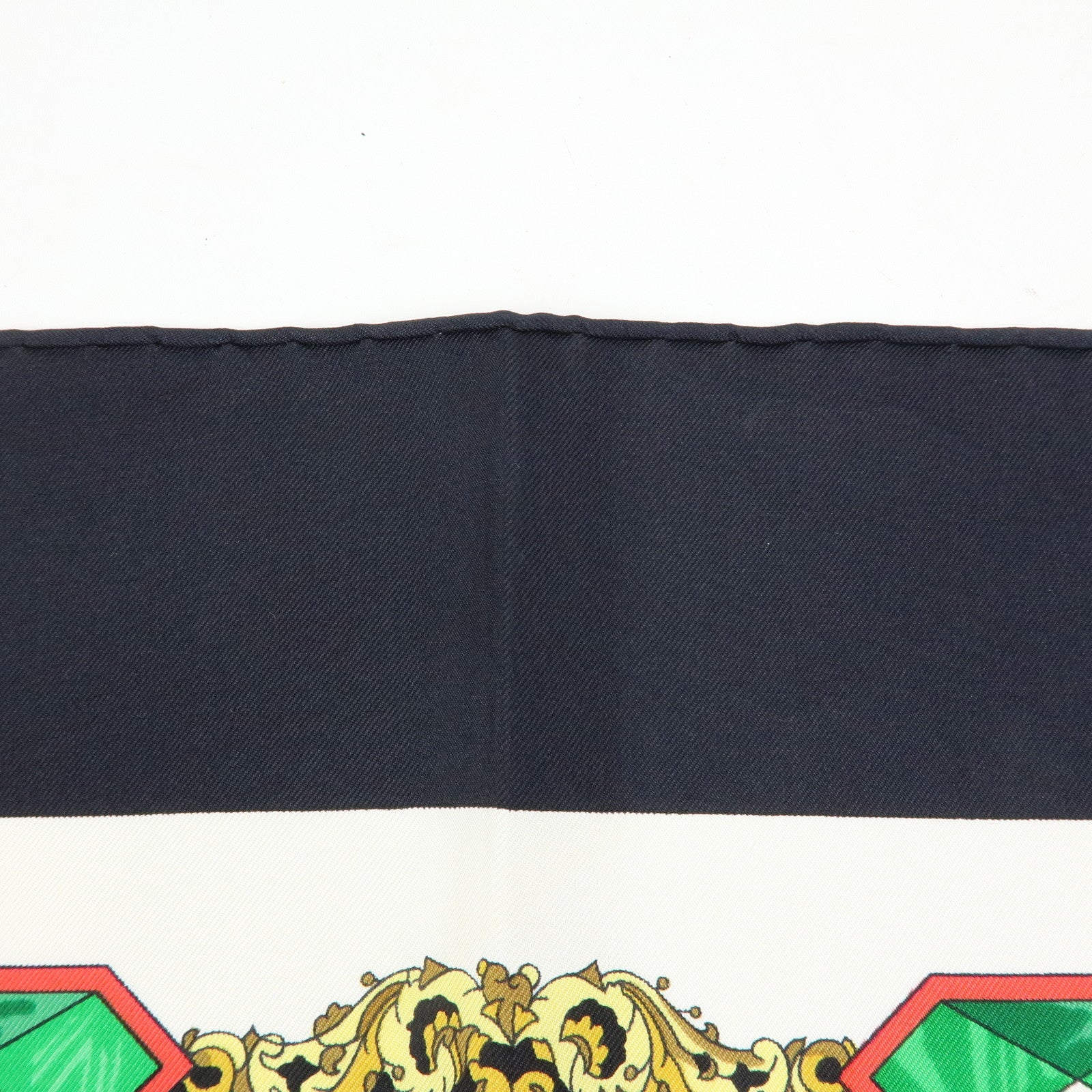HERMES Carre 90 Silk100% Scarf L'Entente Cordiale Black White Green