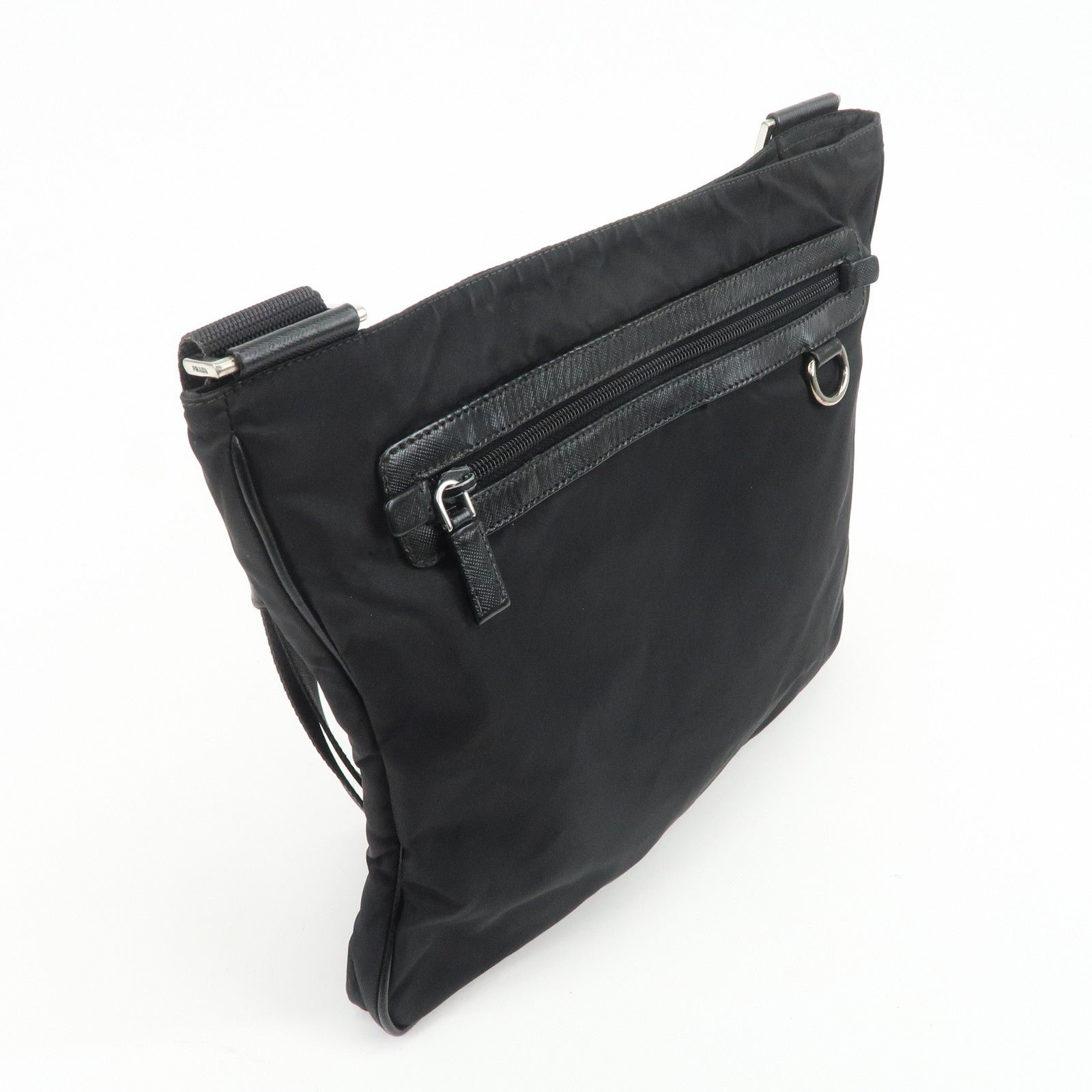 PRADA Triangle Logo Nylon Leather Shoulder Bag Crossbody Bag VA0348