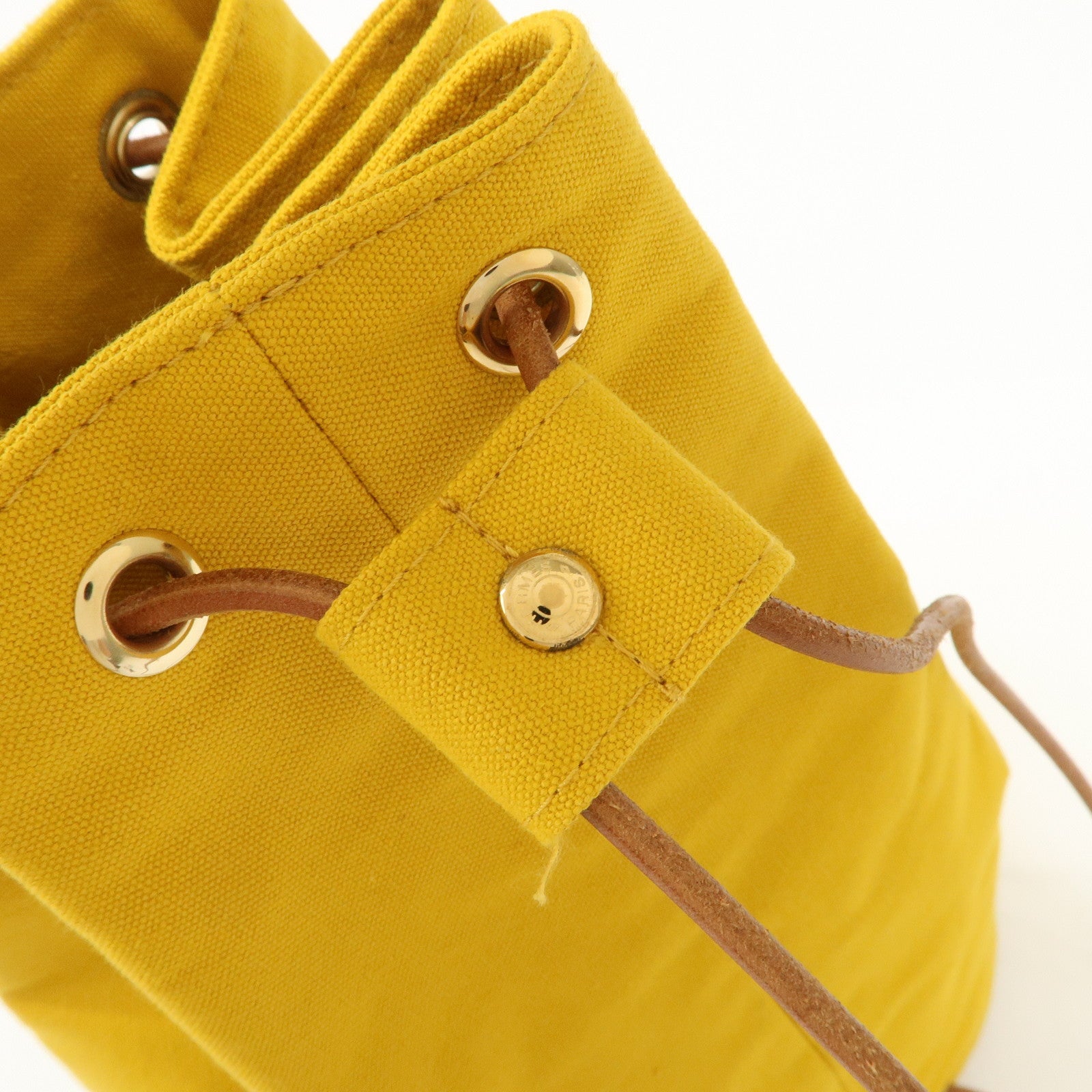 HERMES Porochon Mimil Canvas Leather PM Shoulder Bag Yellow