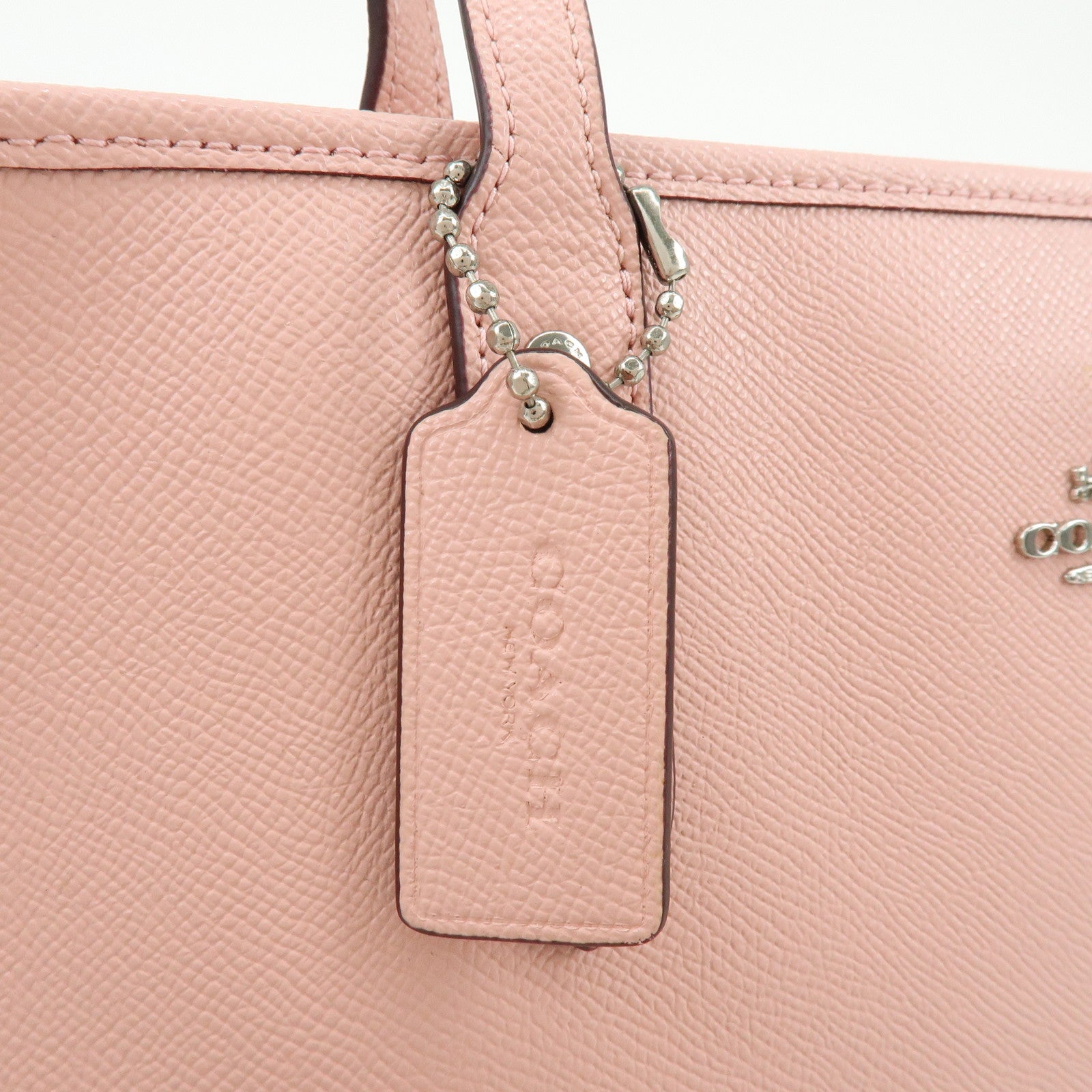 COACH Leather Tote Bag Shoulder Bag Pink F58846