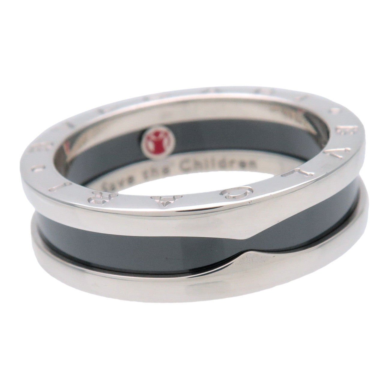 BVLGARI B-Zero1 Save the Children Ring SV925 Silver Black #60 US9