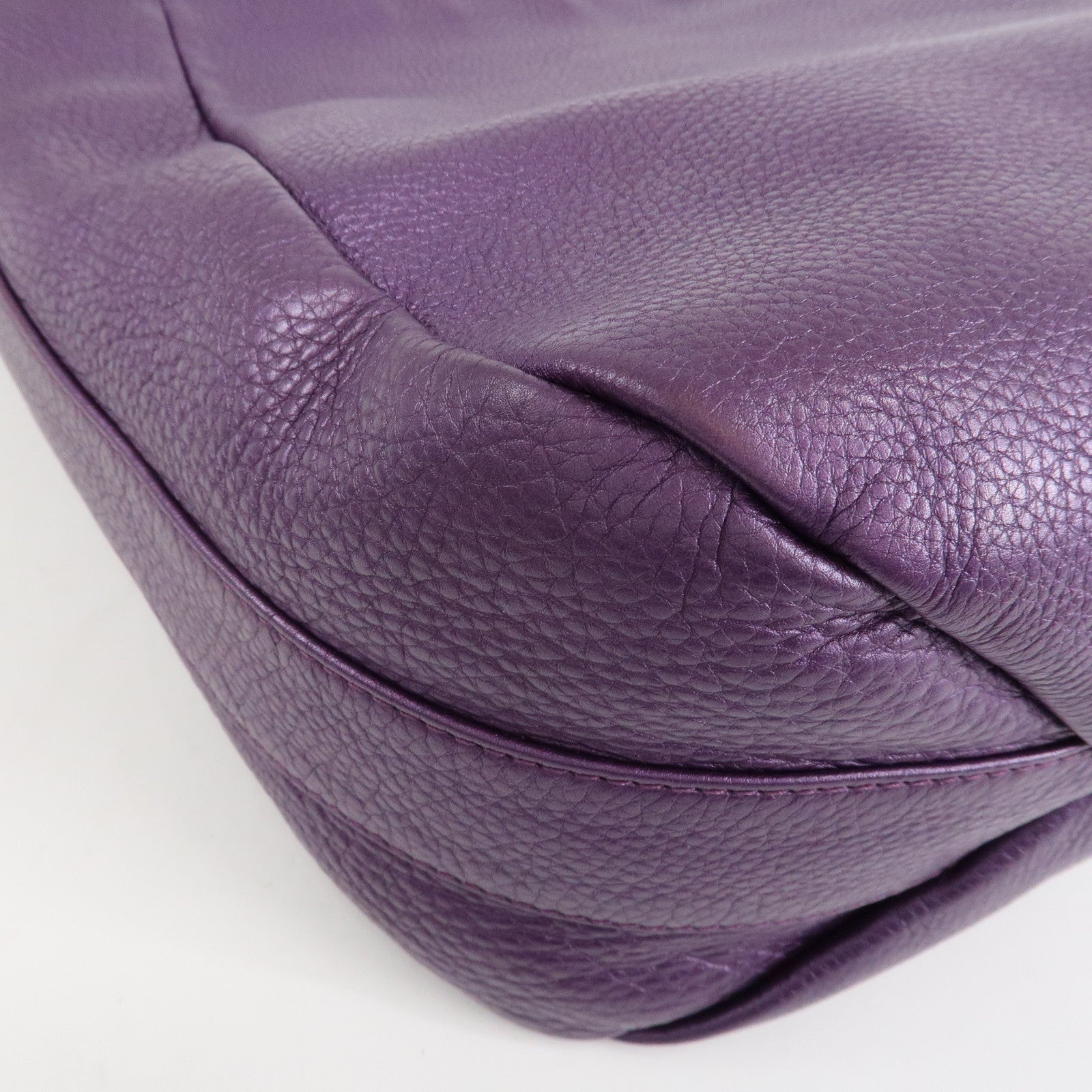 GUCCI Leather Shoulder Bag Hand Bag Metallic Purple 268749