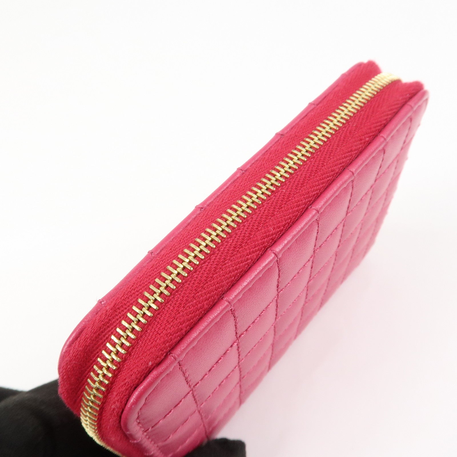 CELINE Logo Leather Coin Case Coin Purse Pink