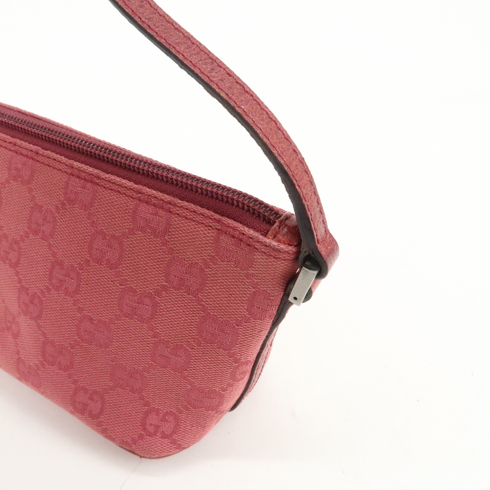GUCCI Boat Bag GG Monogram Canvas Leather Hand Bag Pink 07198