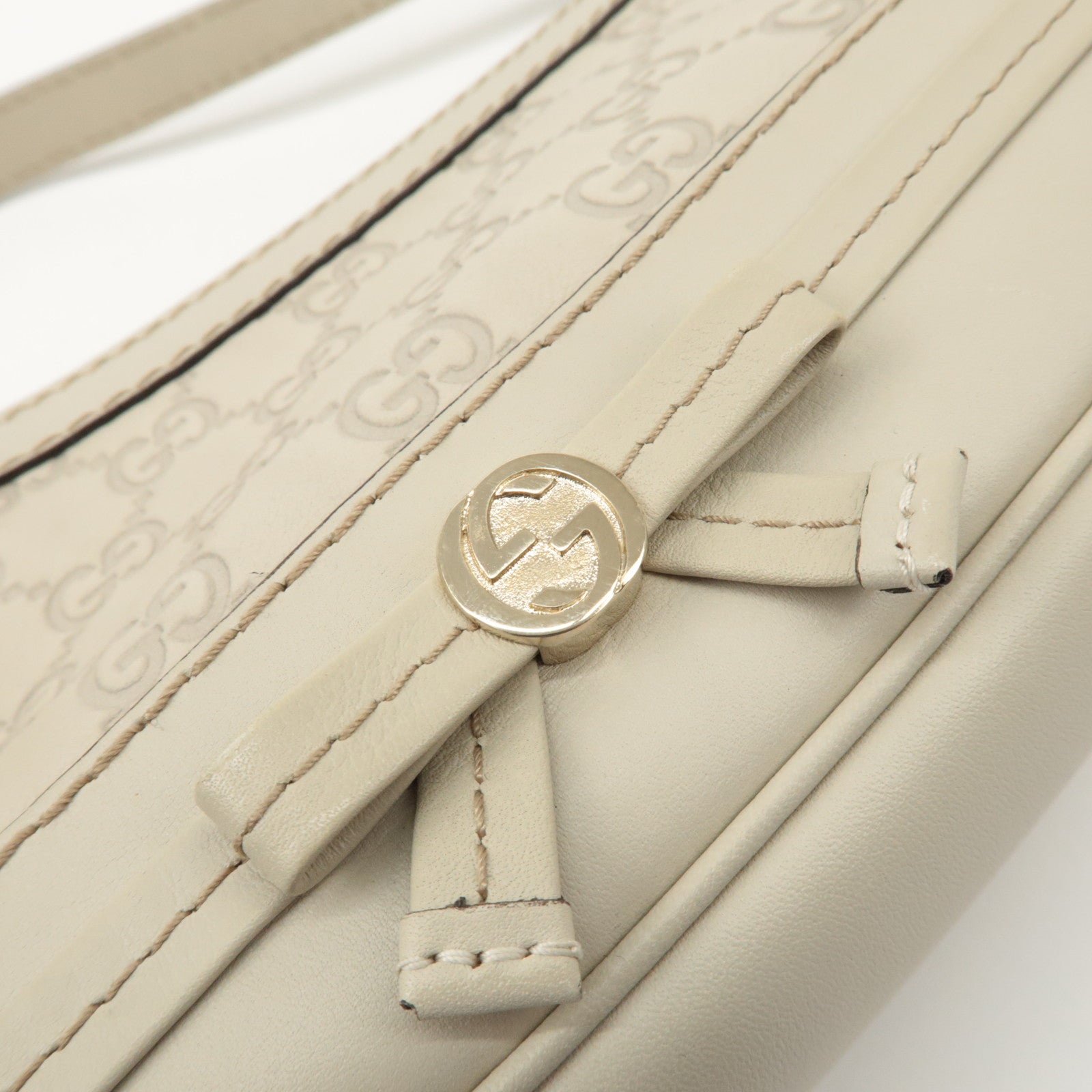 GUCCI Guccissima Mayfair Leather Shoulder Hand Bag Ivory 269893 Used