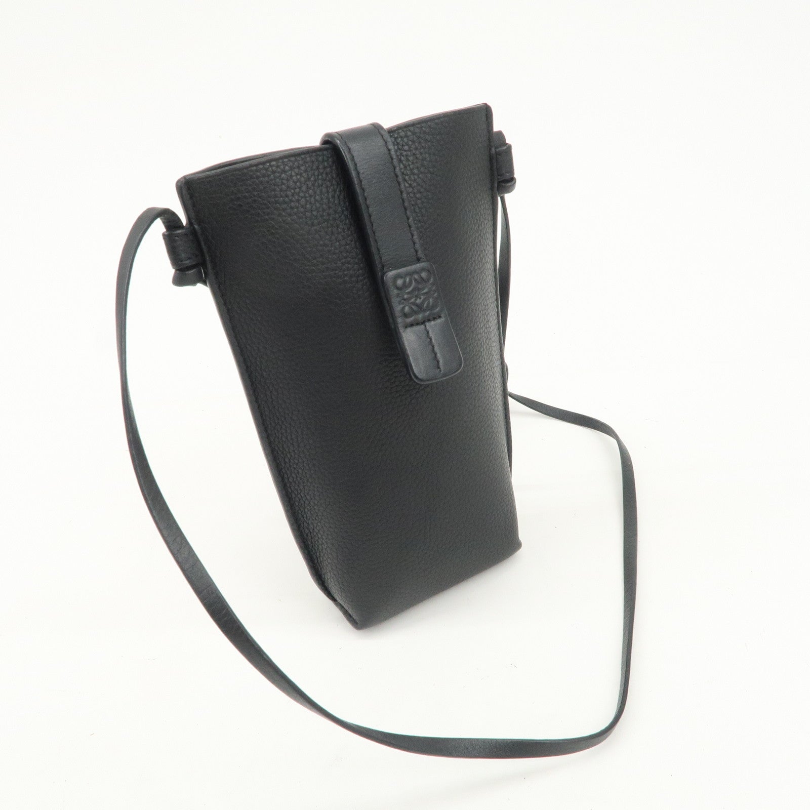 LOEWE Anagram Logo Calf Leather Shoulder Bag Crossbody Bag Black