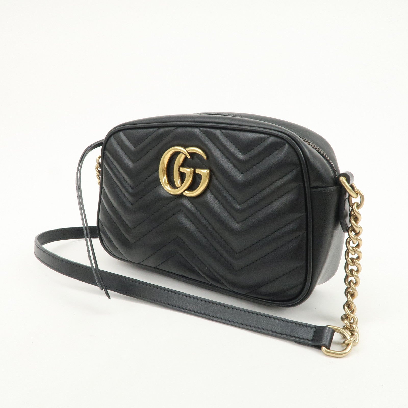 GUCCI GG Marmont Leather Shoulder Bag Crossbody Bag Black 447632