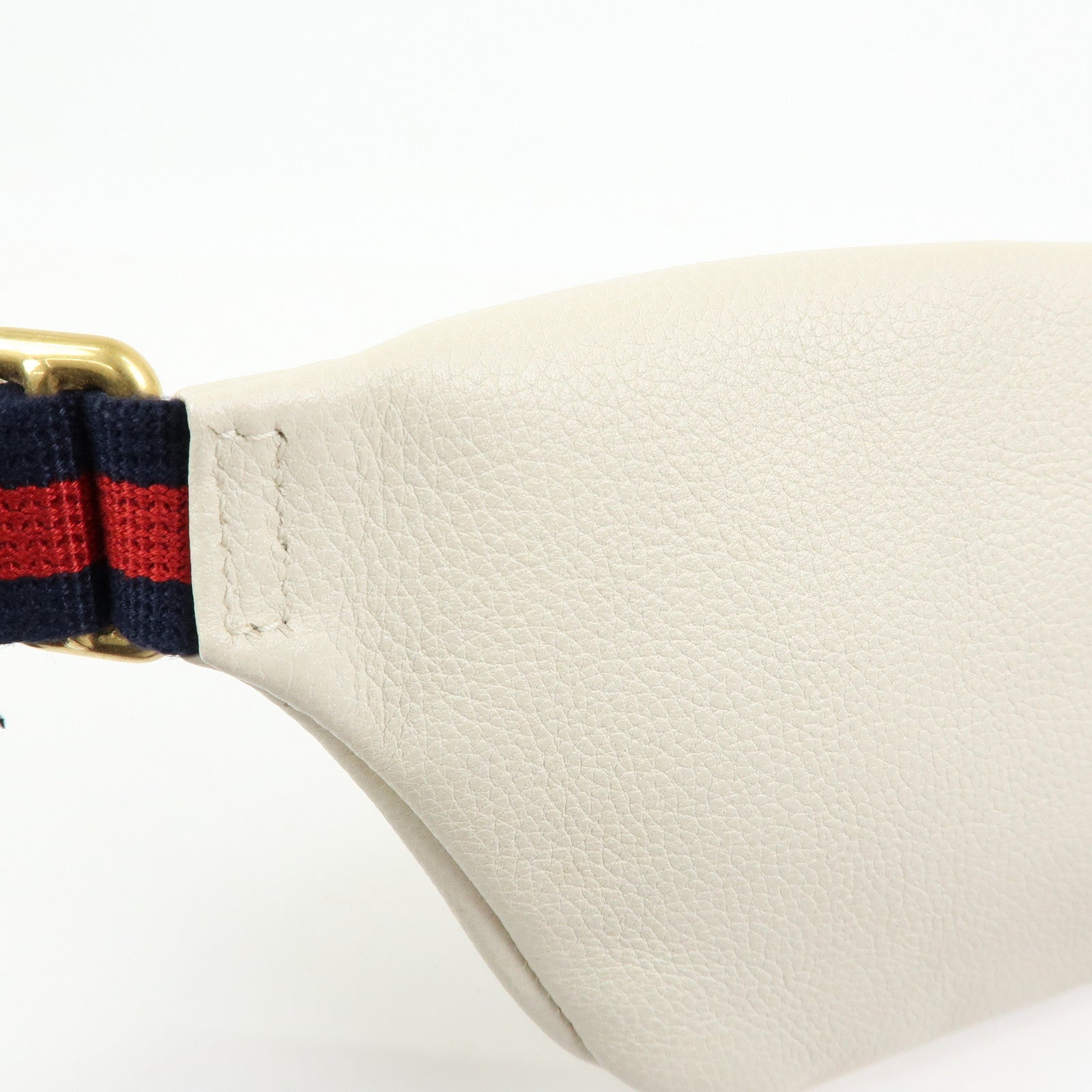 GUCCI Sherry Leather Waist Pouch Body Bag White 527792
