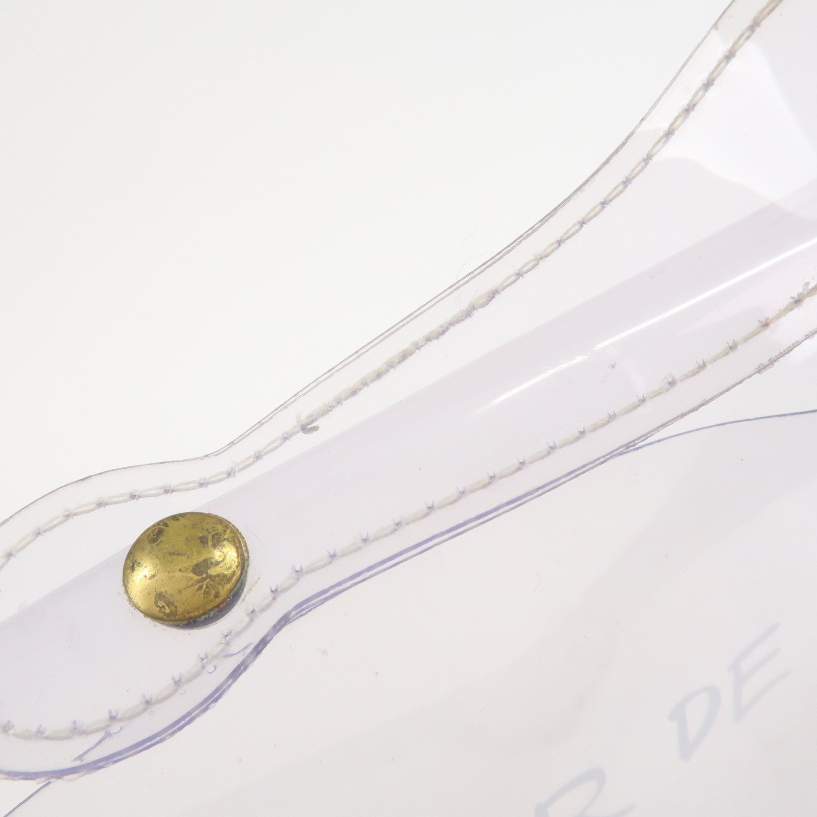 HERMES Kelly Vinyl Hand Bag Clear Gold