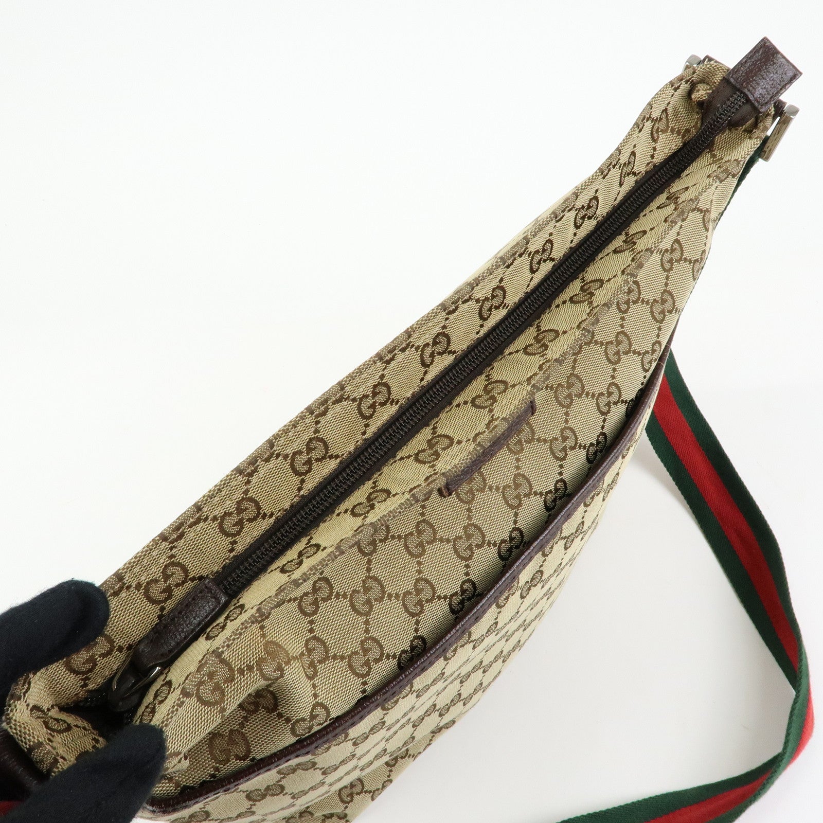 GUCCI Sherry GG Canvas Leather Shoulder Crossbody Bag Beige189751