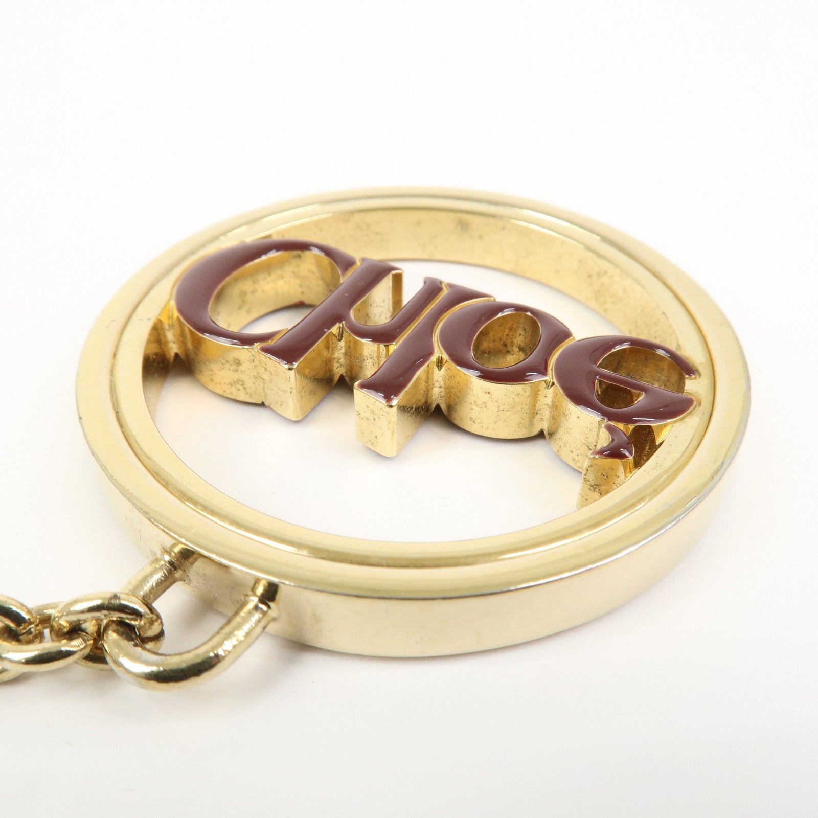 Chloe Metal Bag Charm Key Charm Key Chain Gold Brown