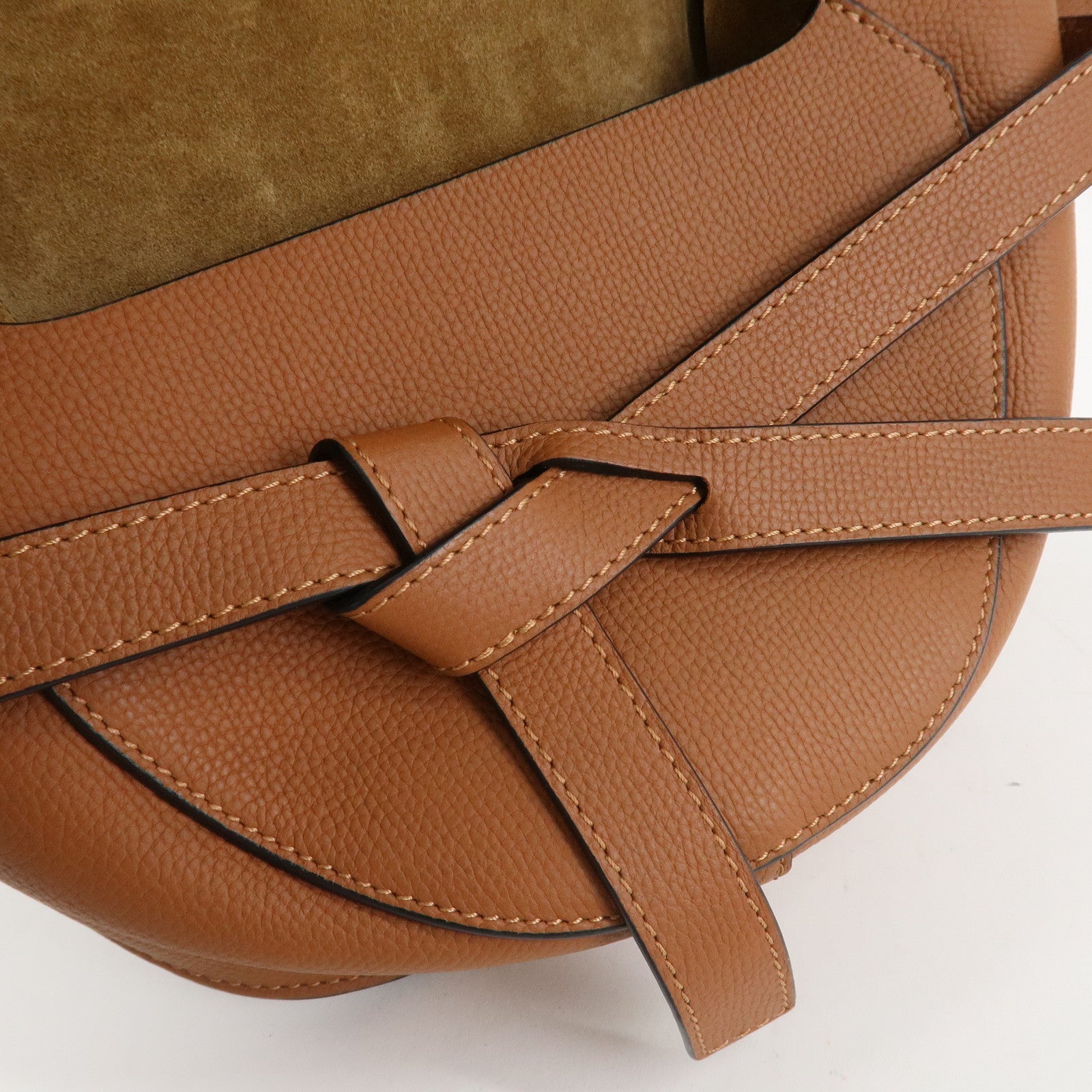 LOEWE Leather Gate Bag Shoulder Bag Brown Gold Hardware Used