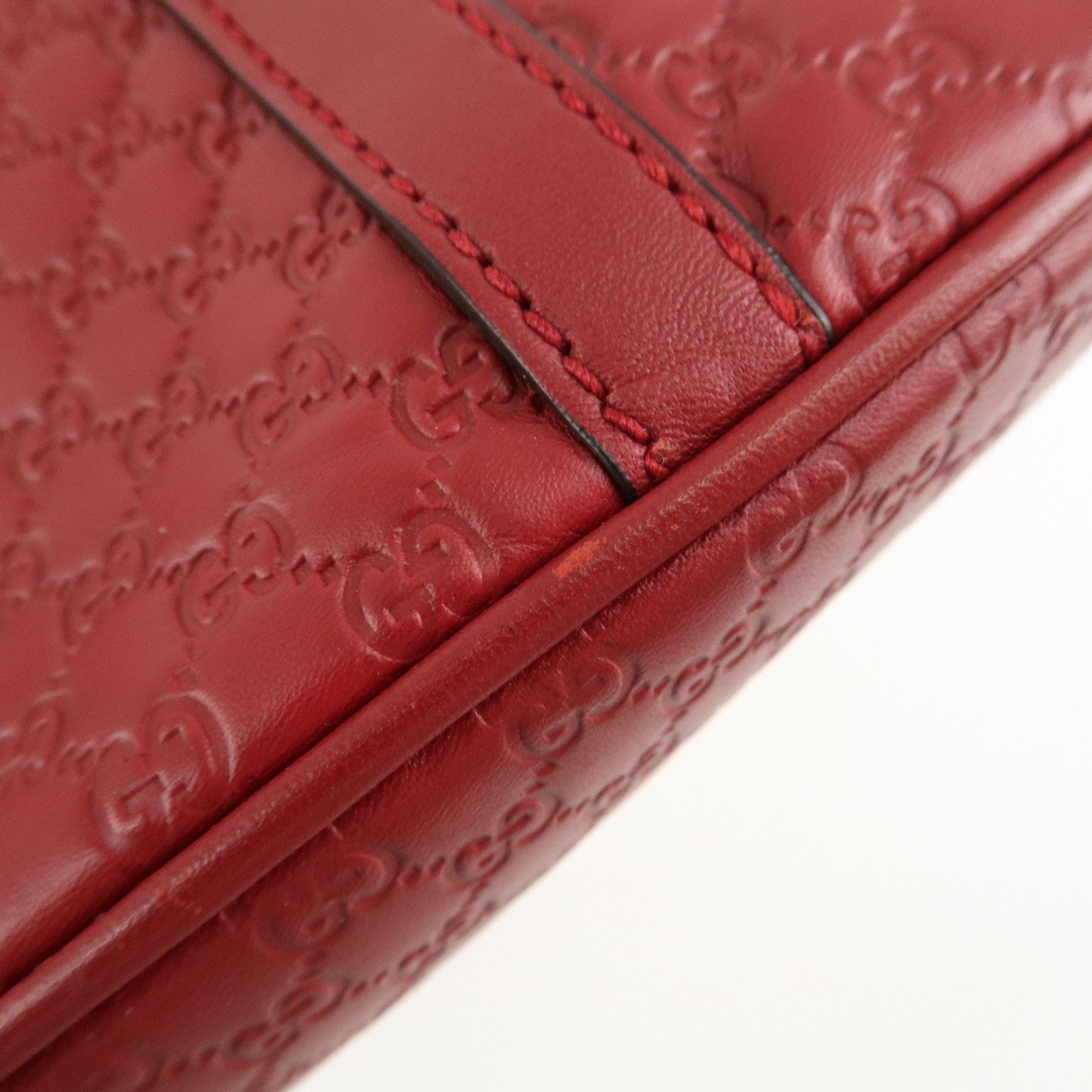 GUCCI Micro Guccissima 2Way Hand Shoulder Bag Castilian Red 449654 Used