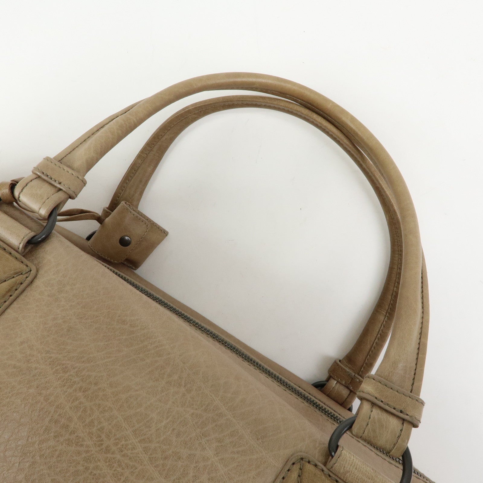 BOTTEGA VENETA Canvas Leather Boston Bag Hand Bag Beige 145119