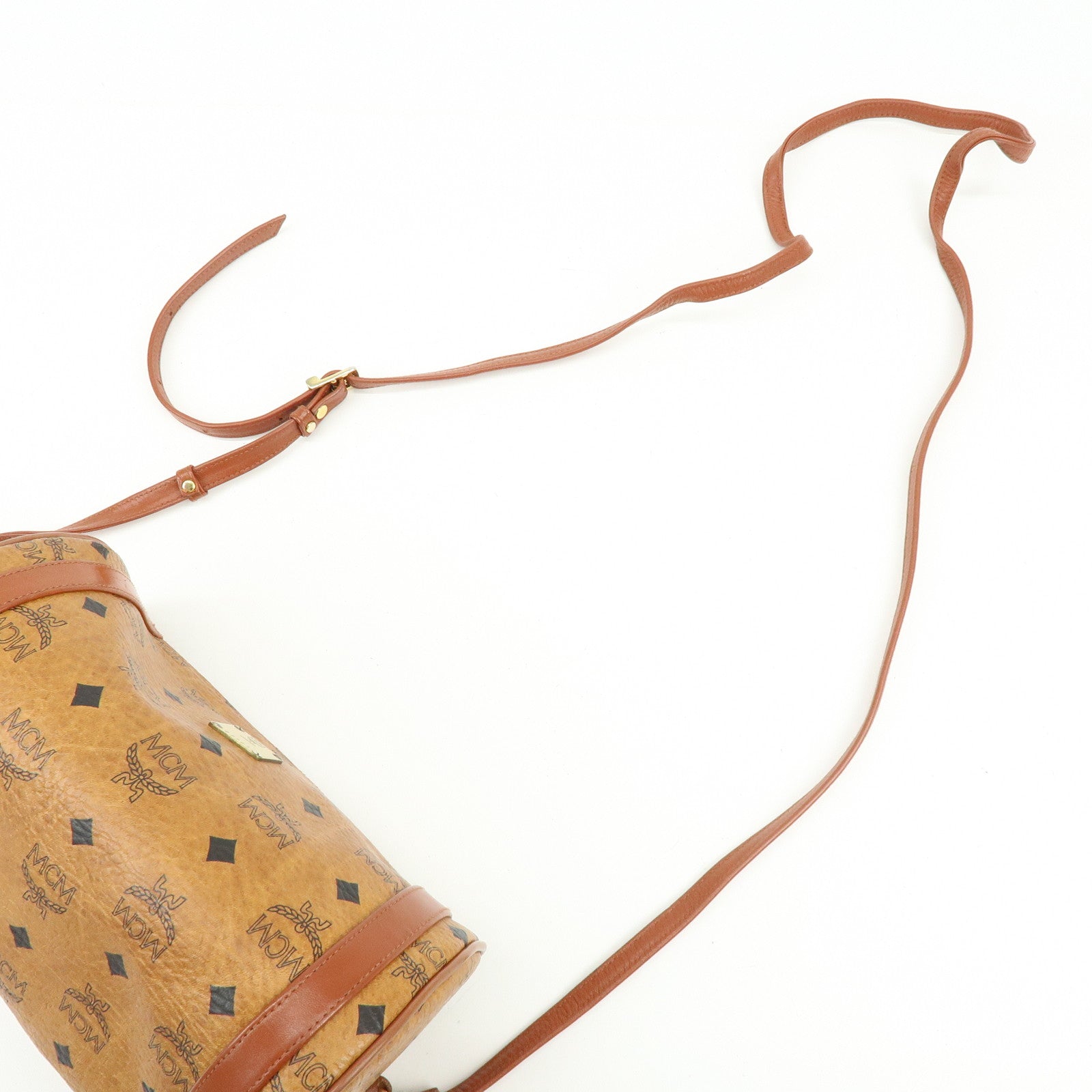 MCM Visetos Logogram Leather Shoulder Bag Crossbody Bag Brown