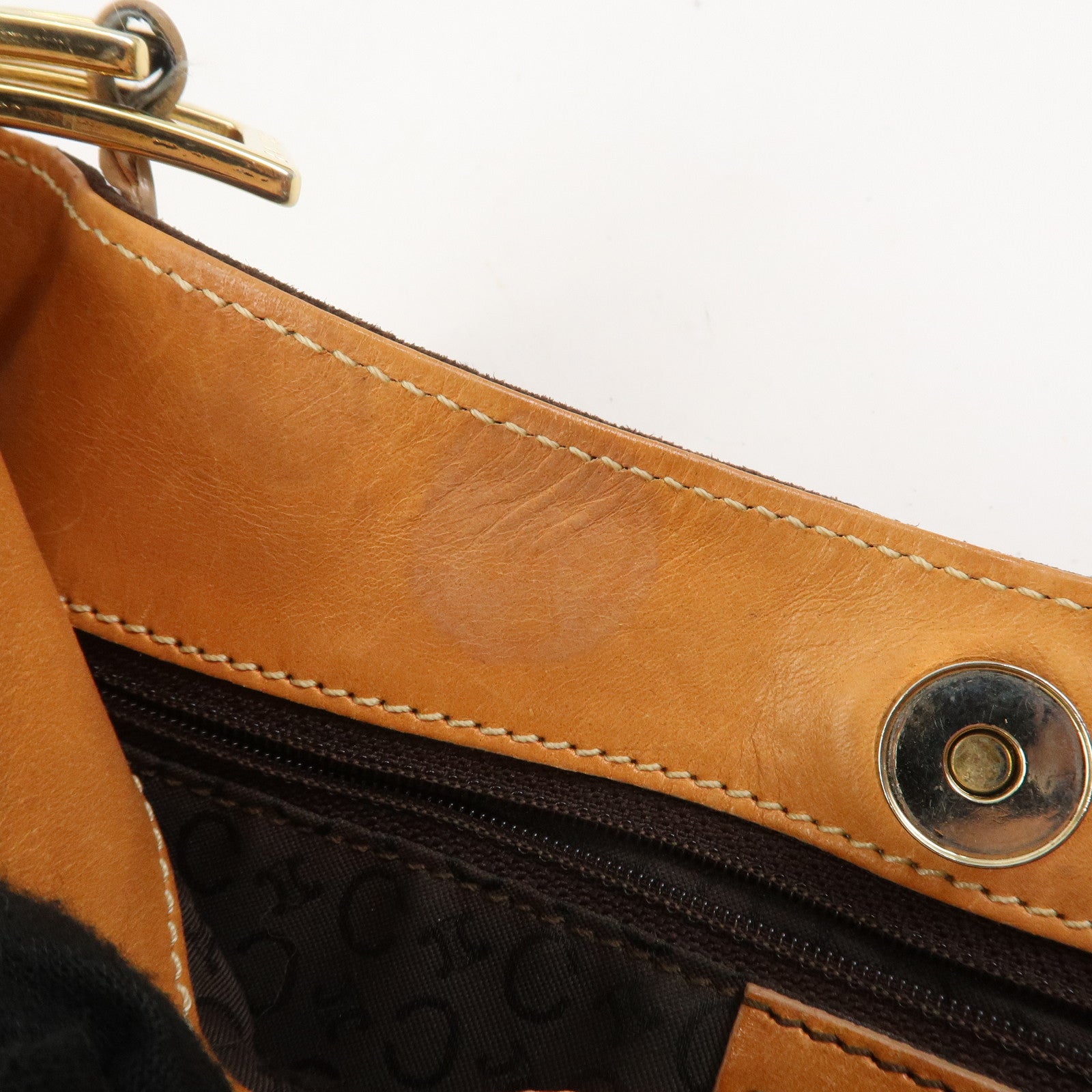 CELINE C Macadam Suede Leather Shoulder Bag Brown