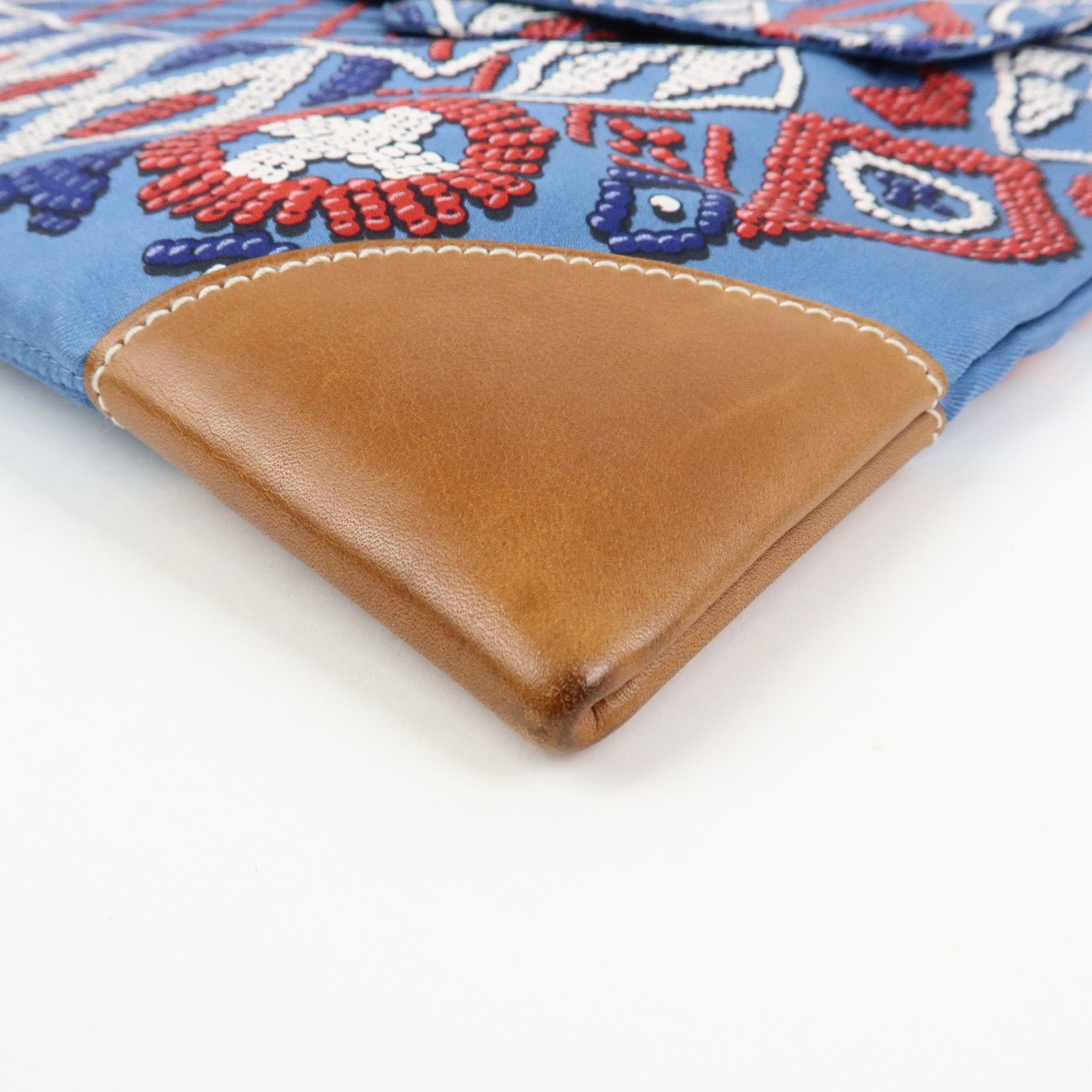 HERMS Silky City PM Silk Leather Shoulder Bag Kelly en Perles Blue