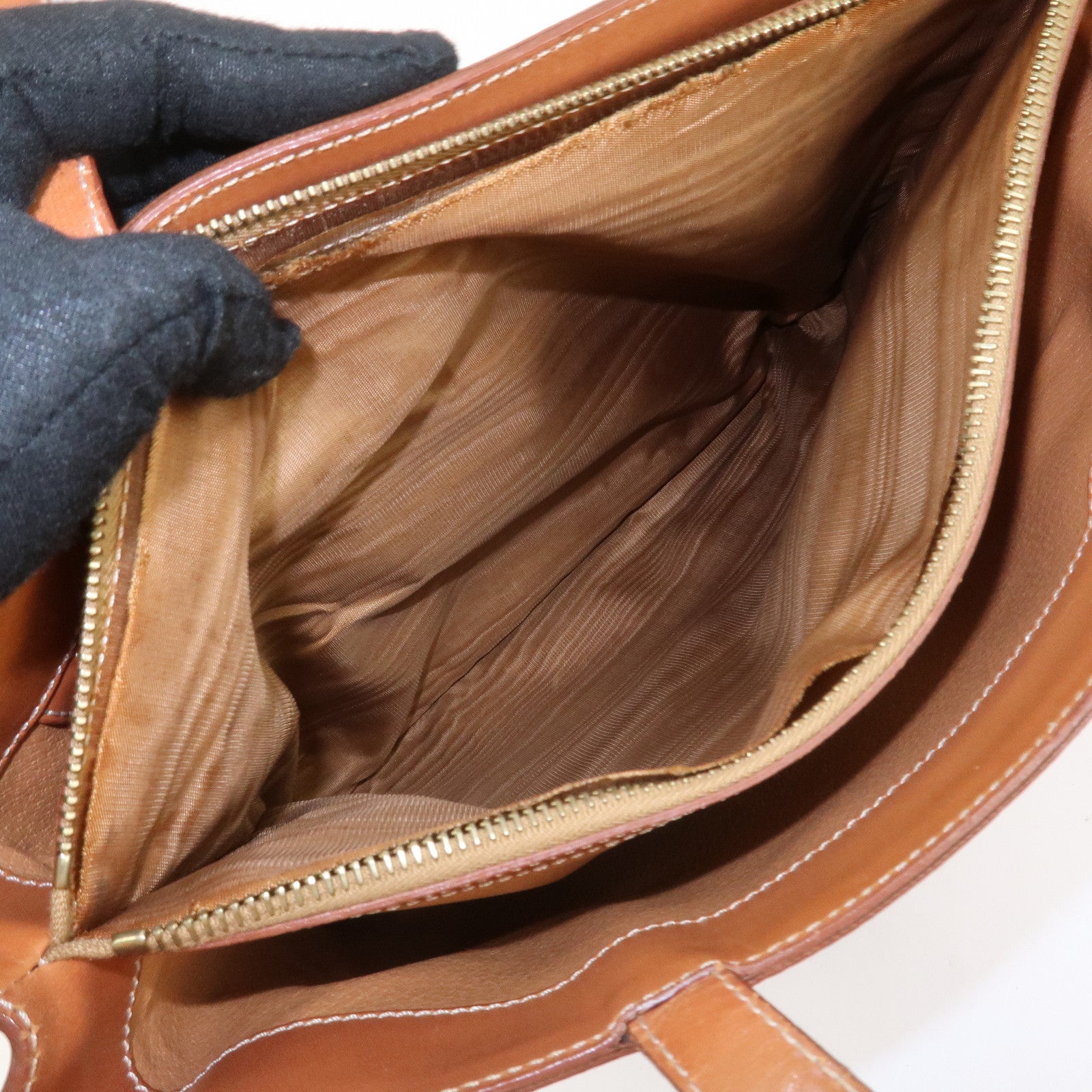 CELINE Macadam PVC Leather Hand Bag Tote Bag Brown