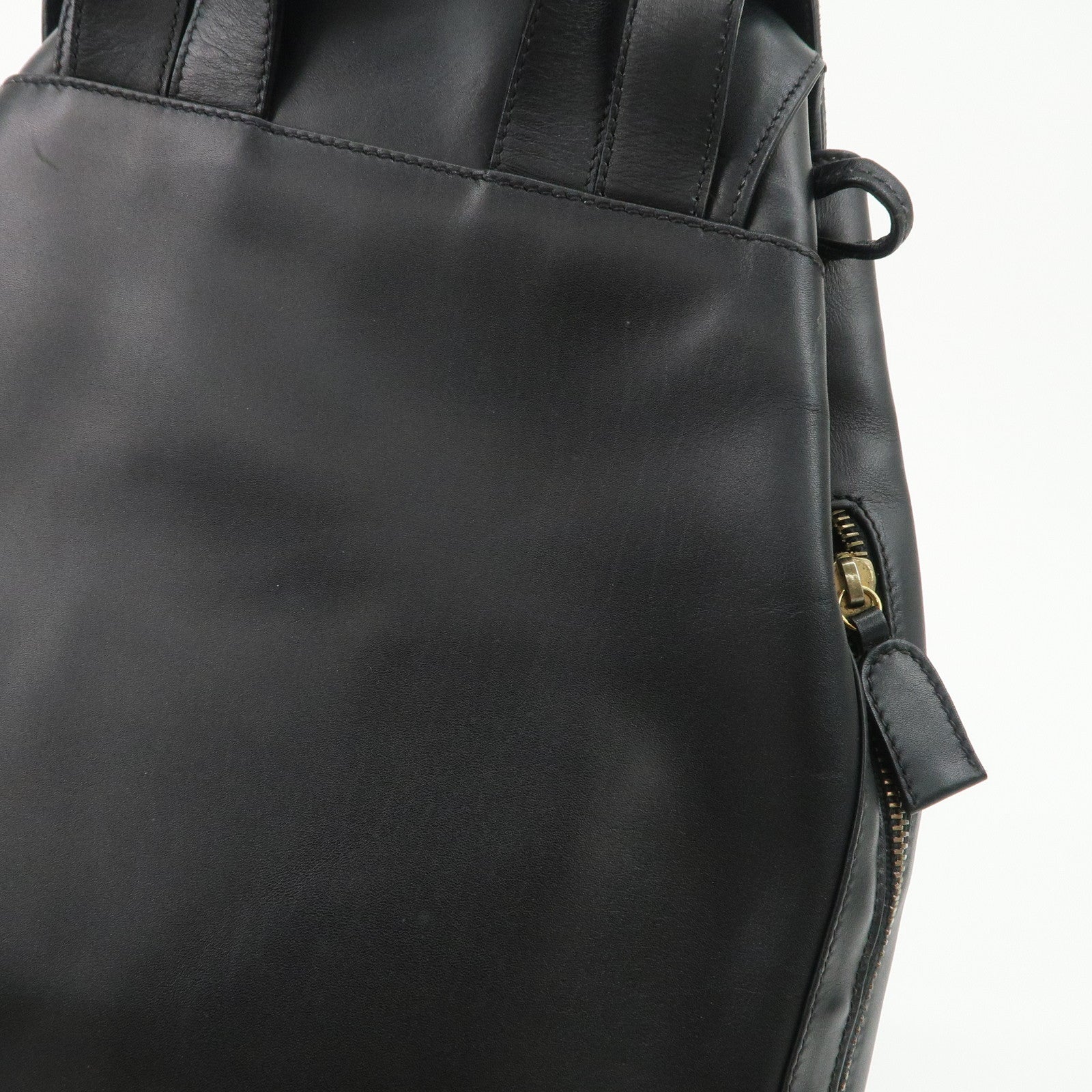 Ferragamo Gancini Leather Backpack Rucksack Black BV216148