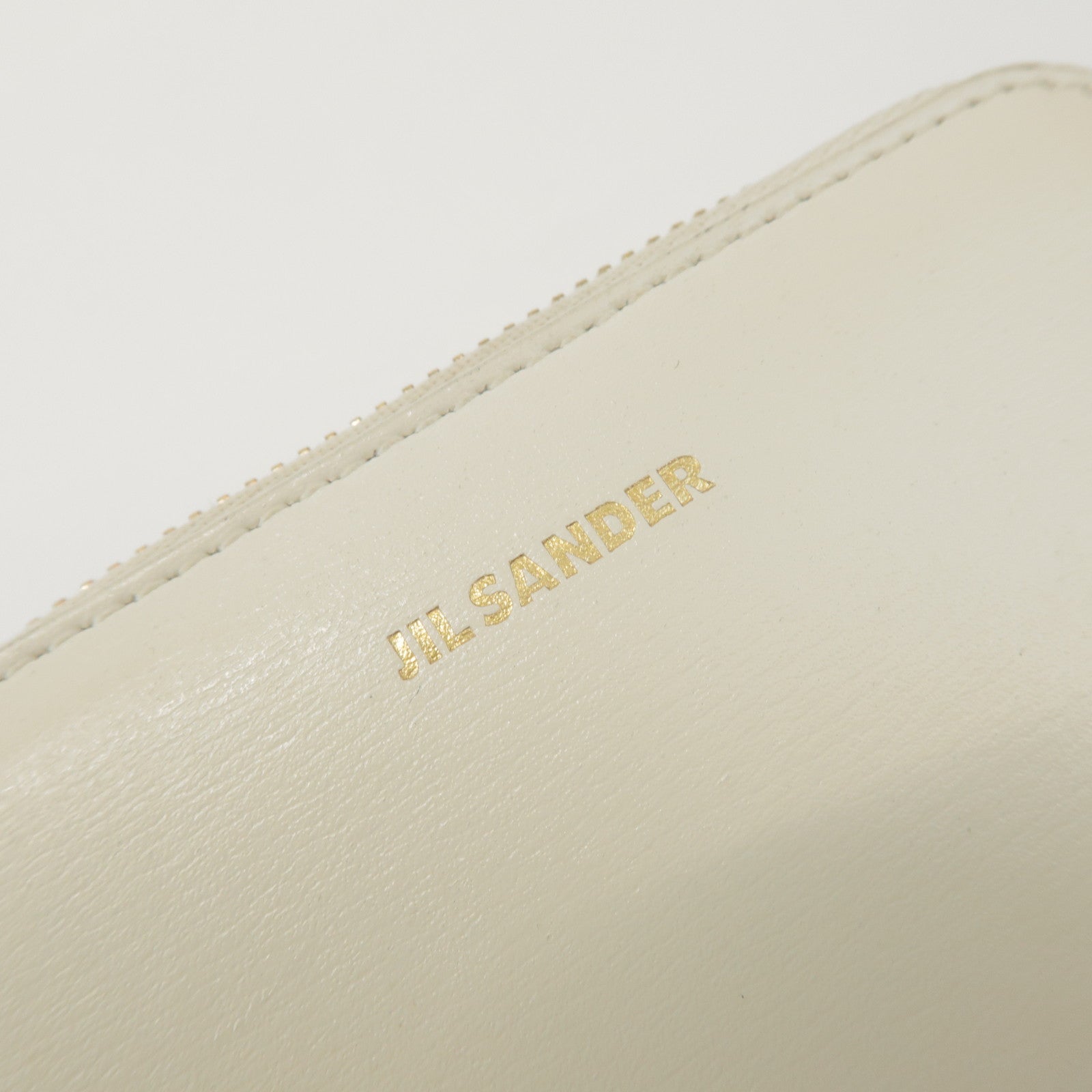 JIL SANDER Logo Leather Round Zippy Coin Case Coin Wallet Ivory