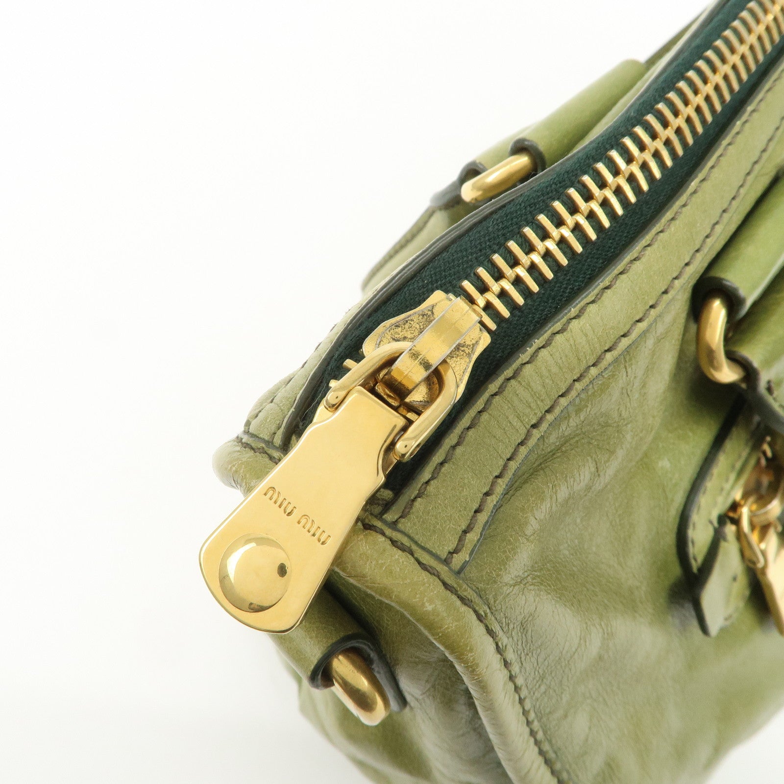 MIU MIU 2Way Bag Hand Bag Shoulder Bag Light Green RL0043