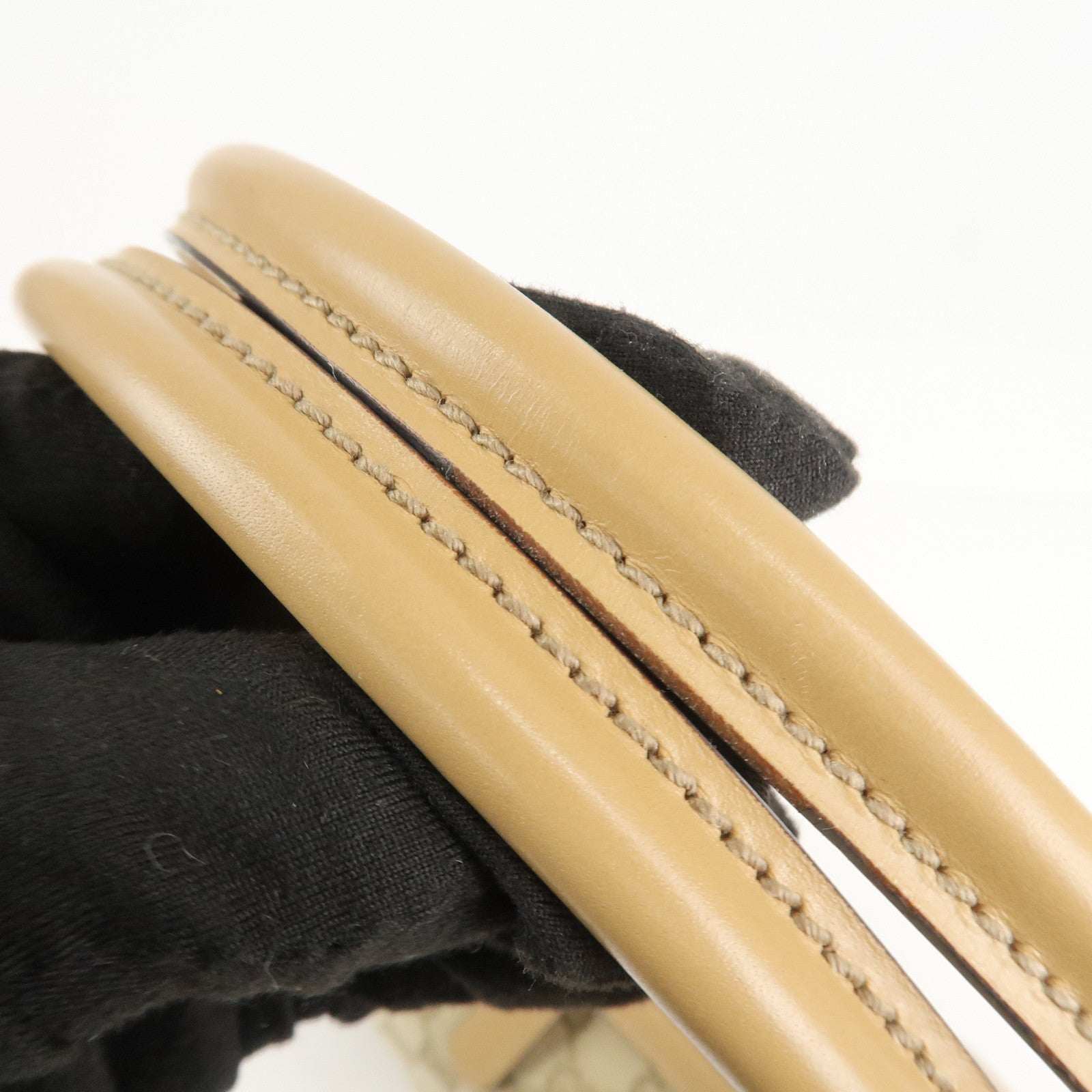 GUCCI Horsebit Sherry GG Canvas Leather Tote Bag Beige 232936 Used