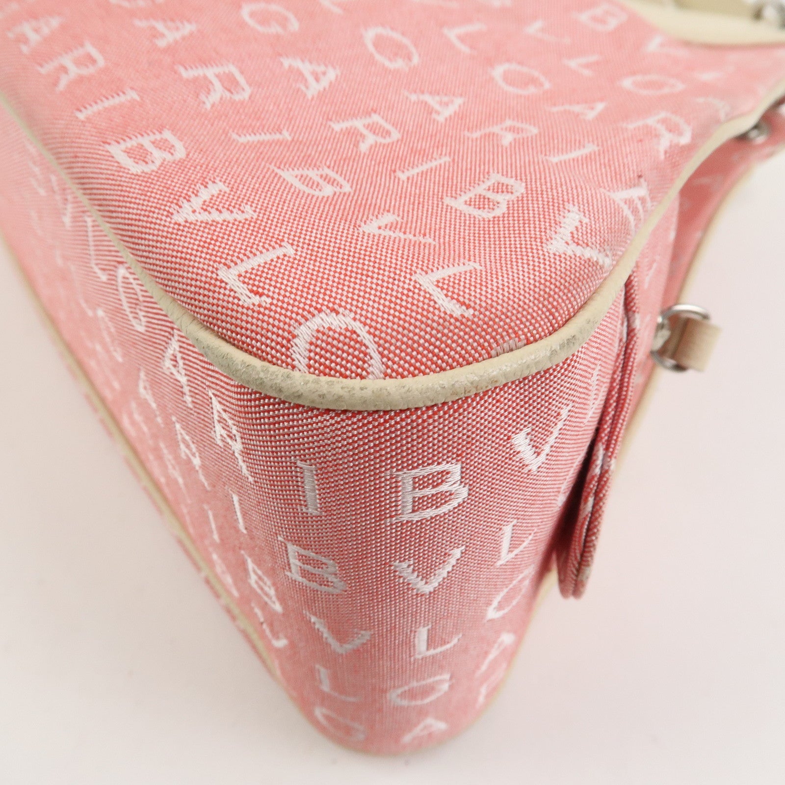 BVLGARI Logo Mania Canvas Leather Shoulder Bag Hand Bag Pink