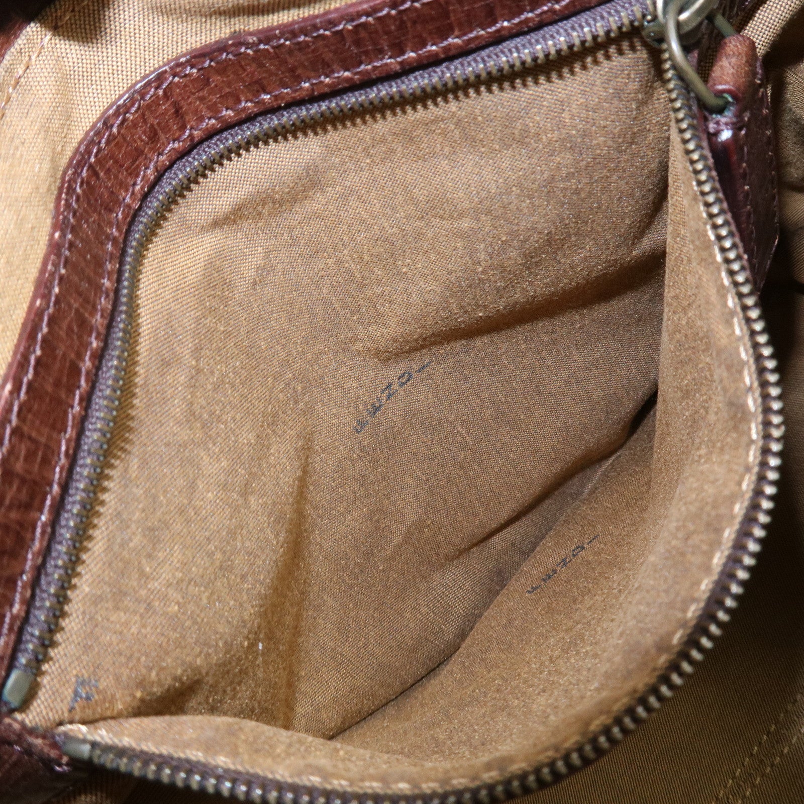 FENDI Etnico Canvas Leather Shoulder Bag Brown Black 8BN157