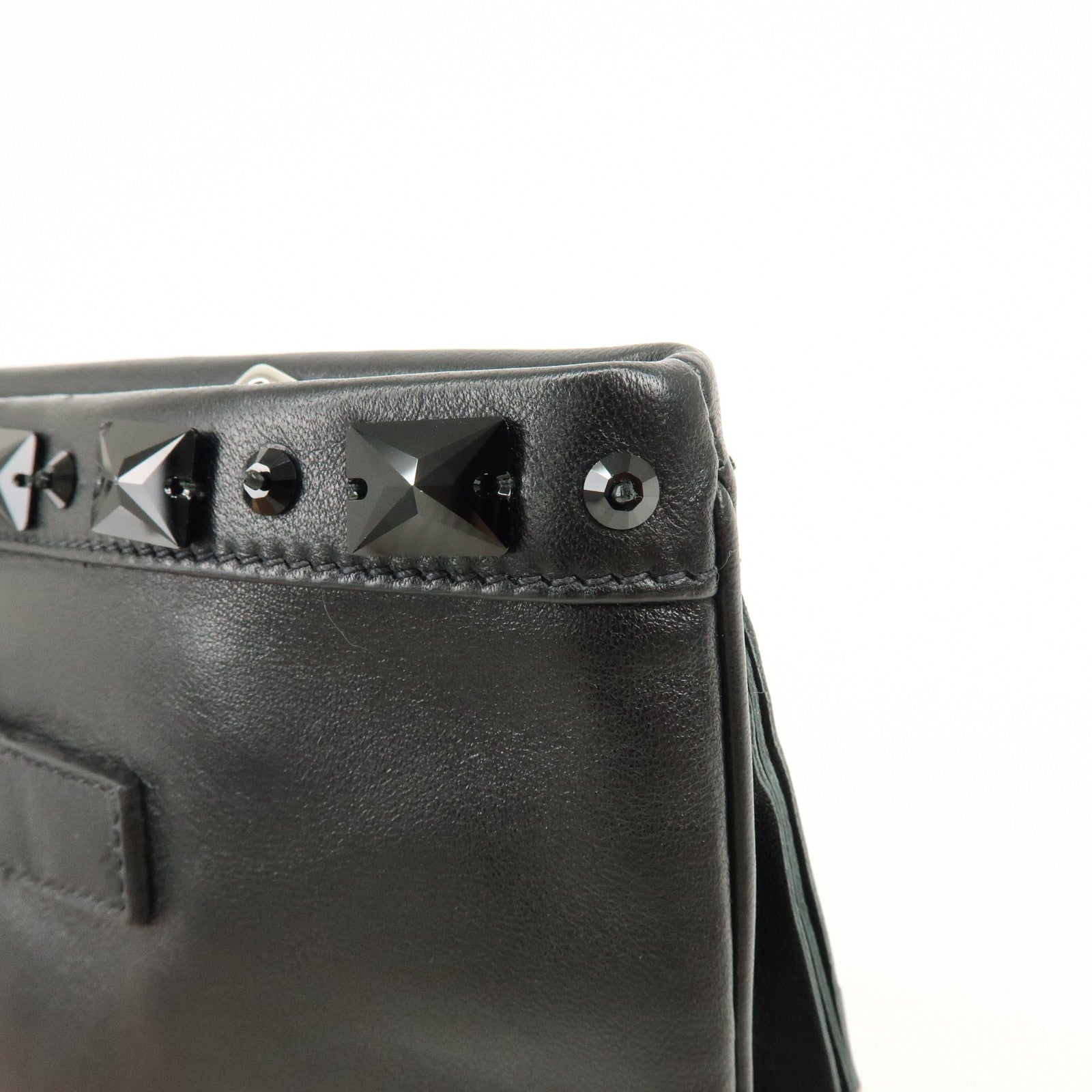 PRADA Canvas Leather Fringe Bijoux Clutch Bag Pouch Black