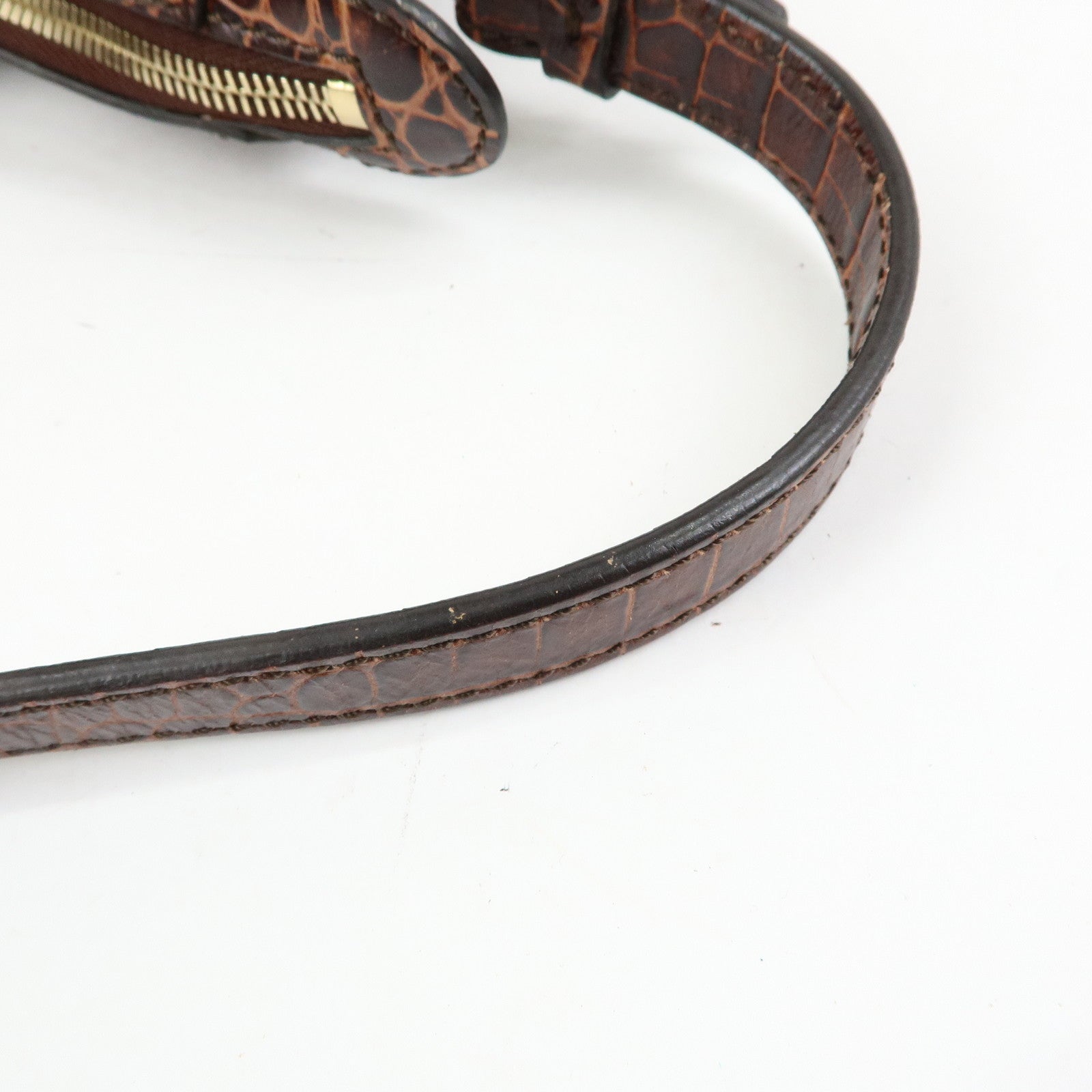 CELINE Macadam Canvas Leather Shoulder Bag Hand Bag Brown