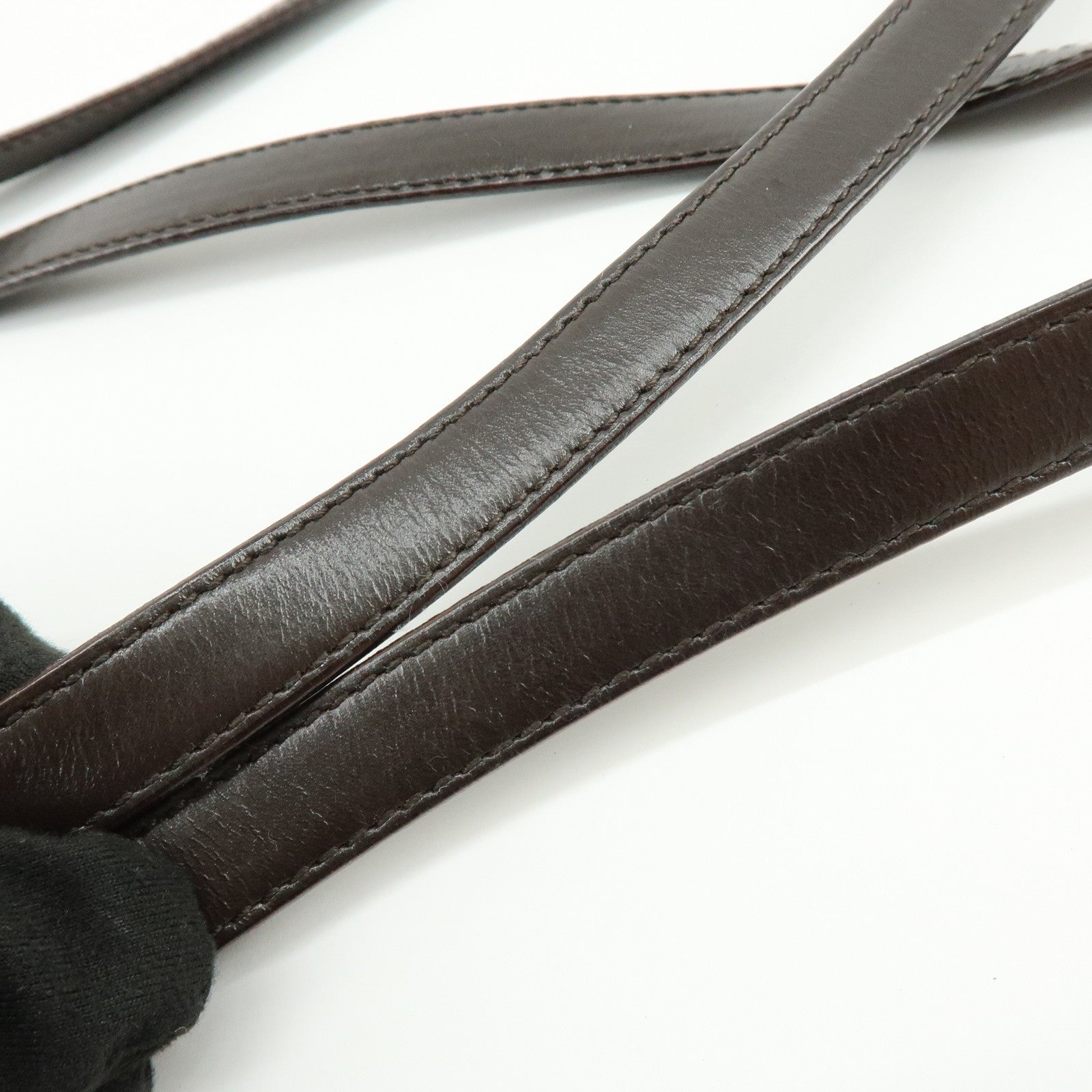 PRADA Logo Leather Tote Bag Shoulder Bag Dark Brown