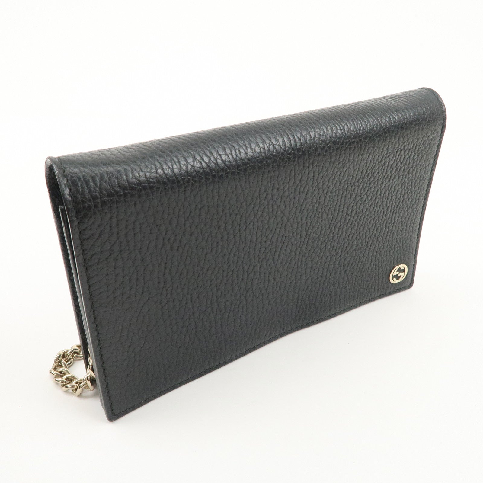GUCCI Interlocking G Calf Leather Chain Wallet Shoulder Bag 466506