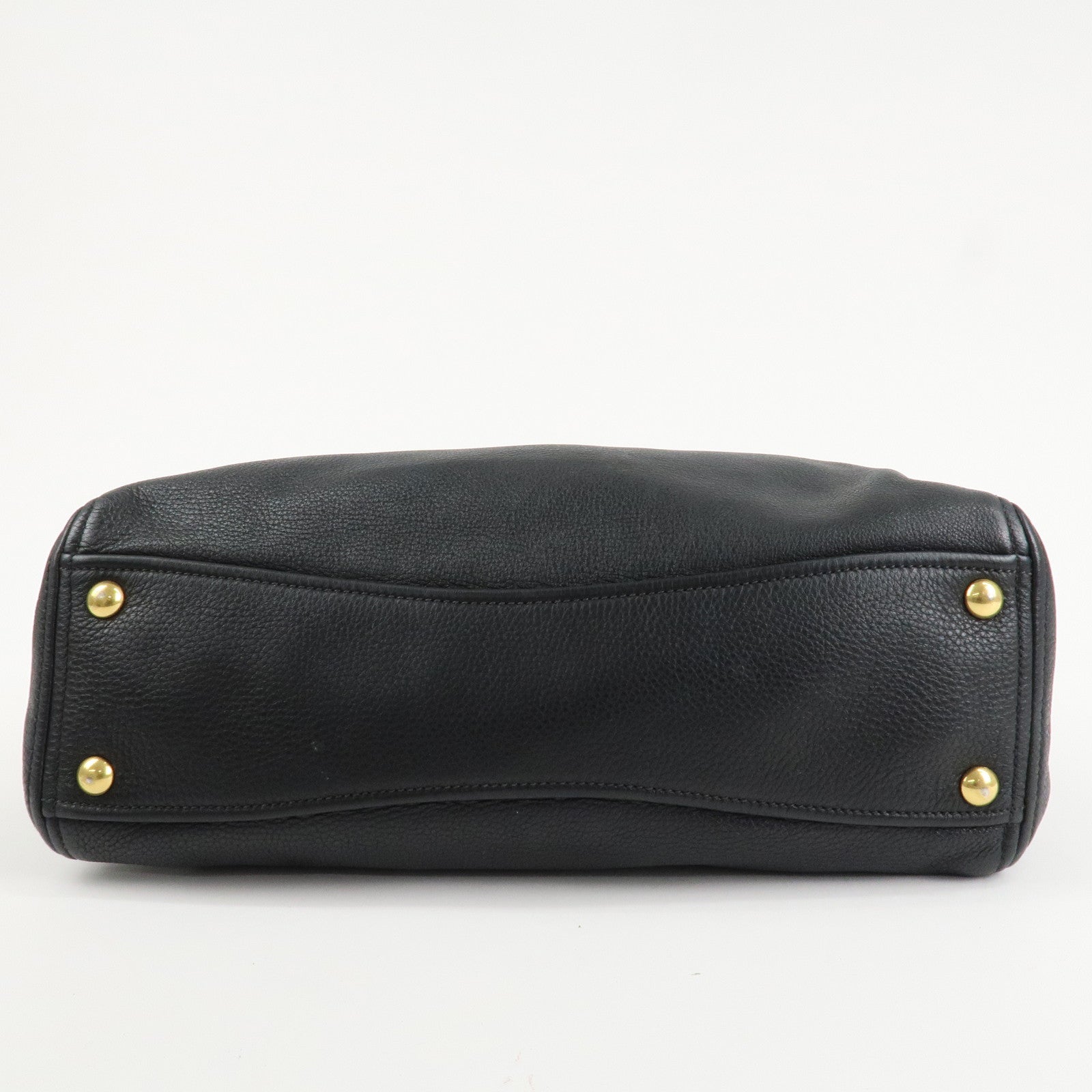MIU MIU Logo Leather 2Way Bag Tote Bag Shoulder Bag Black RR1901 Used