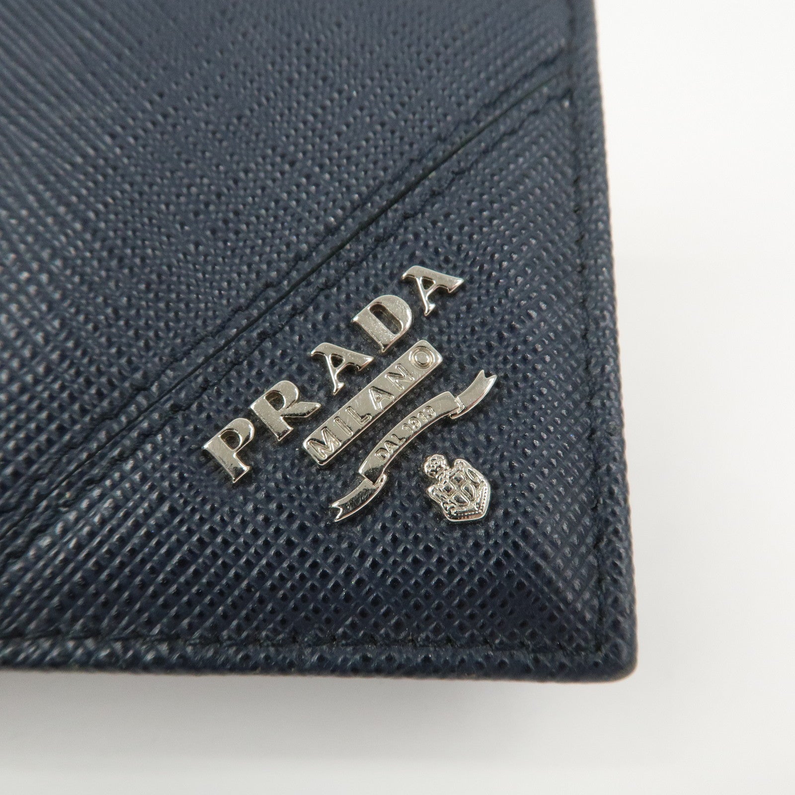 PRADA Saffiano Leather Card Case Card Holder Navy 2MC122