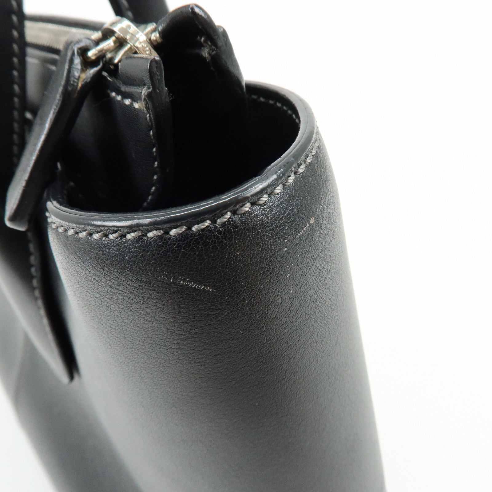 TOD'S Leather Stitch 2Way Bag Tote Bag Hand Bag Black